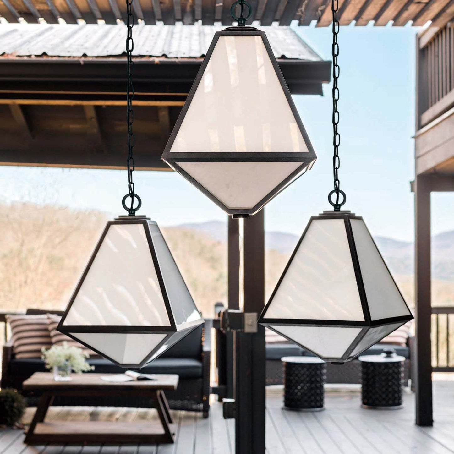 Crystorama GLA-9705-OP-BC Brian Patrick Flynn for Crystorama Glacier 3 Light Outdoor Chandelier - Black Charcoal