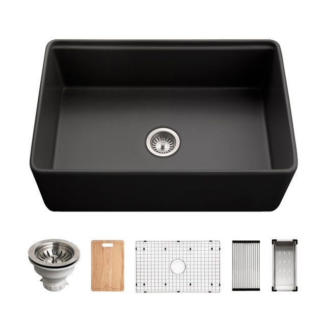 Hamat KIL-3020SW Kilncrest 30" Apron-Front Fireclay Workstation Single Bowl Kitchen Sink - Parent