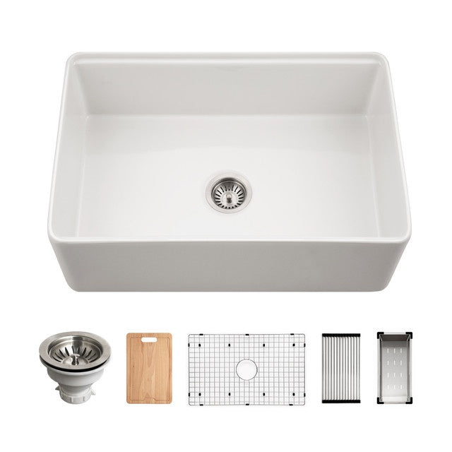 Hamat KIL-3020SW Kilncrest 30" Apron-Front Fireclay Workstation Single Bowl Kitchen Sink