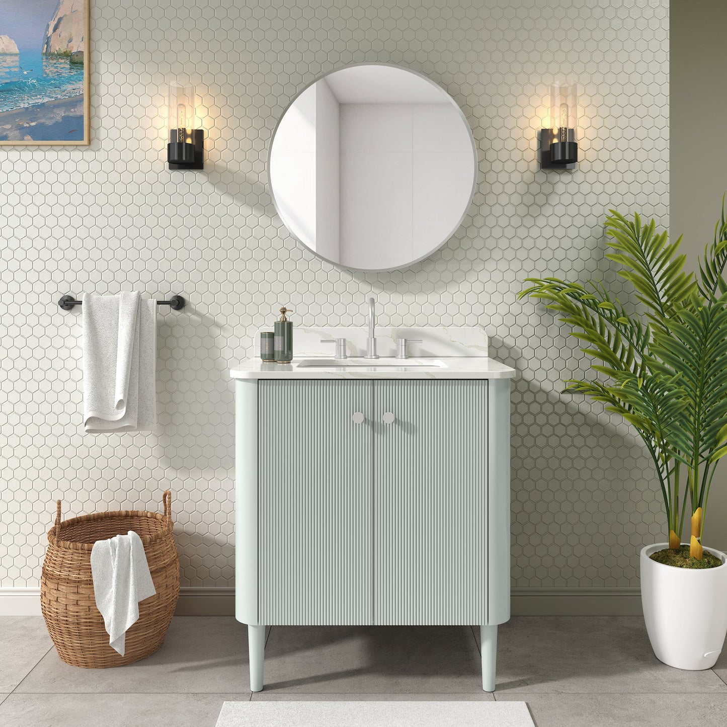 Avanity Haley Single Sink Bathroom Vanity in Soft Sage