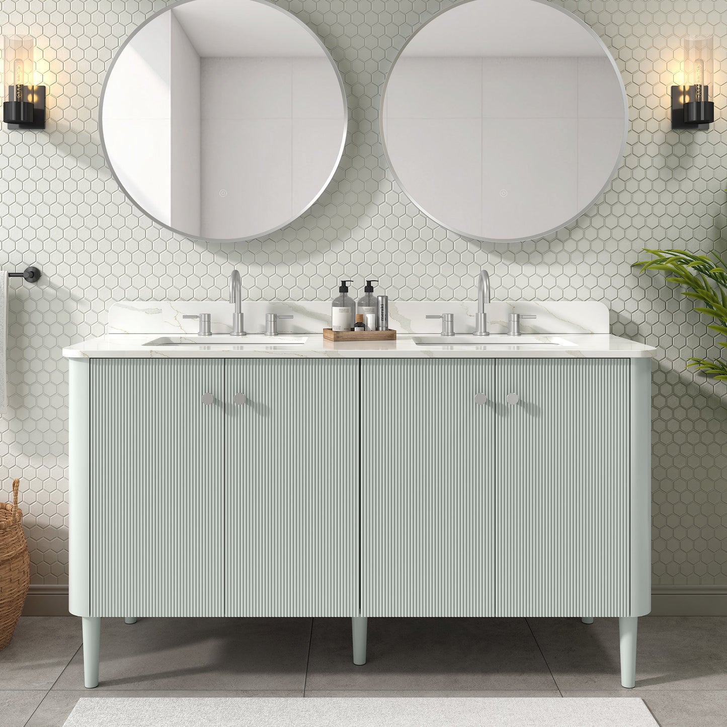 Avanity HALEY-V60-SS Haley 60 In. Double Sink Bathroom Vanity In Soft Sage