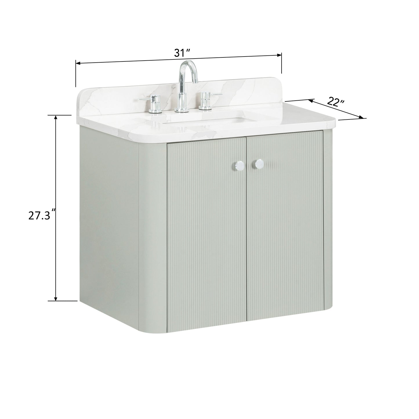 Avanity Haley Single Sink Bathroom Vanity in Soft Sage with Top