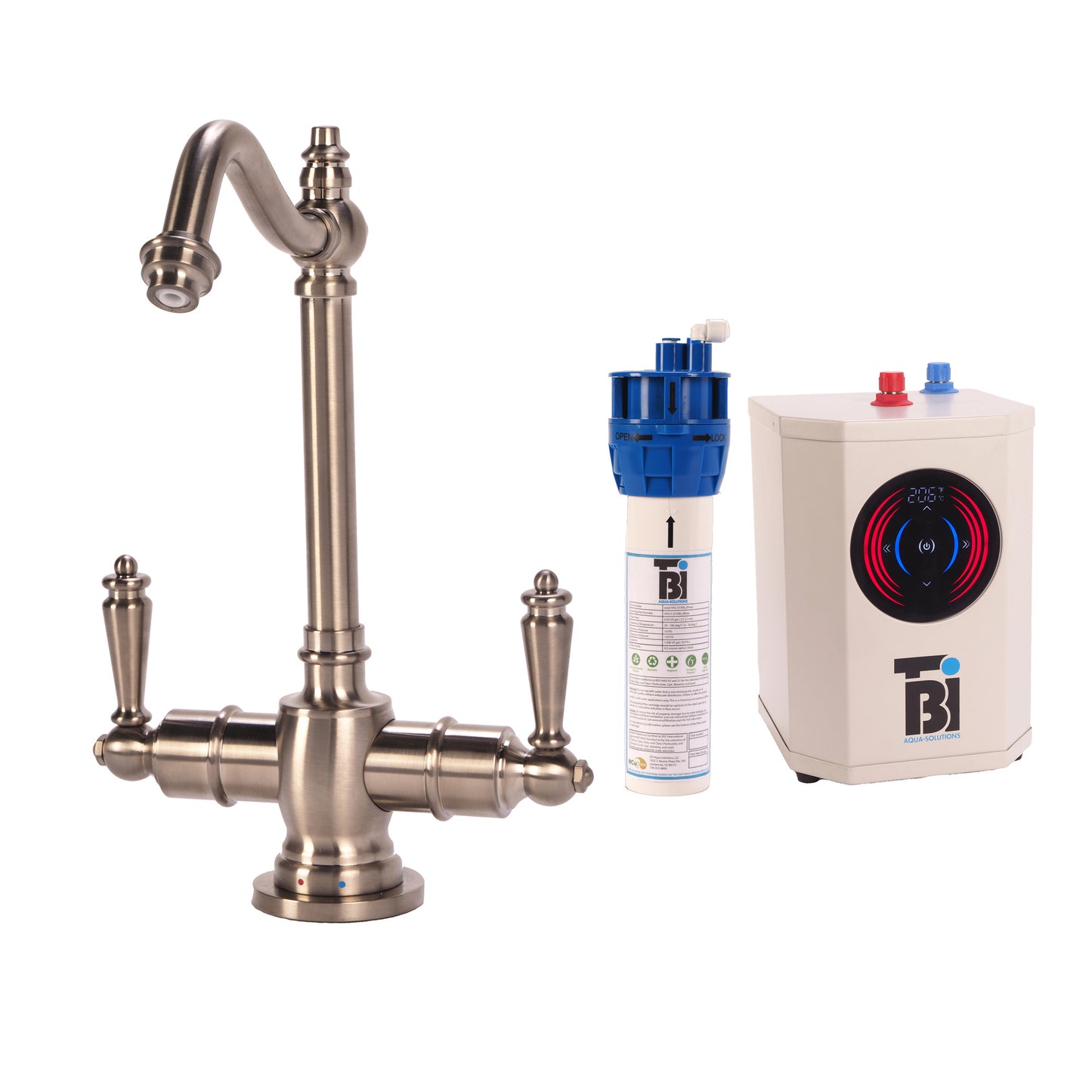 BTI HTF-HC2100 Traditional Hook Spout Hot/Cold Filtration Faucet w/ Digital Hot Water Tank & Filtration System - Parent