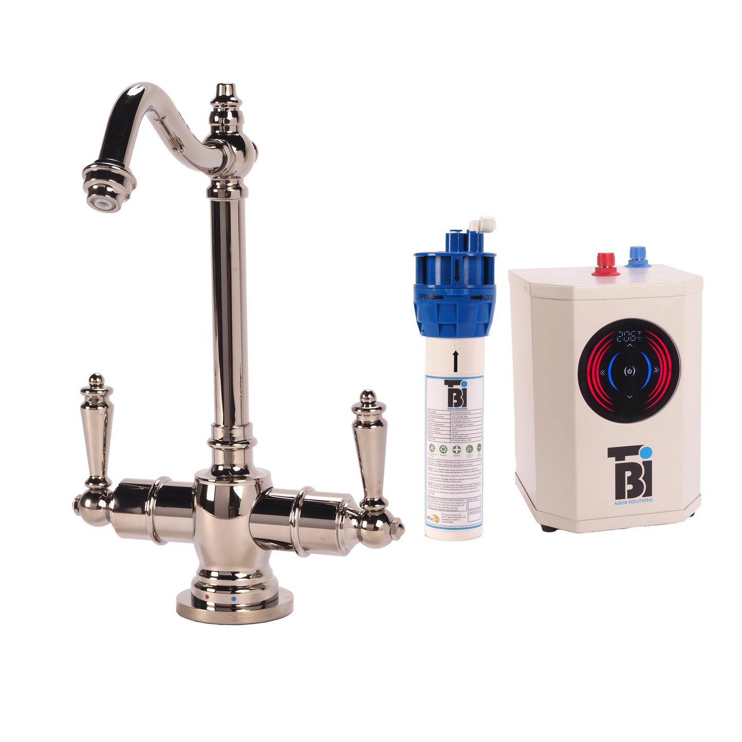 BTI HTF-HC2100 Traditional Hook Spout Hot/Cold Filtration Faucet w/ Digital Hot Water Tank & Filtration System - Parent