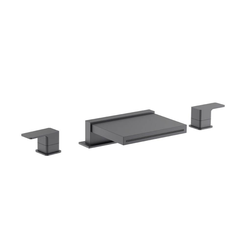 Flusso Serie 196 196.2410CF 3 Hole Deck Mount Cascade / Sheet Flow Roman Tub Faucet