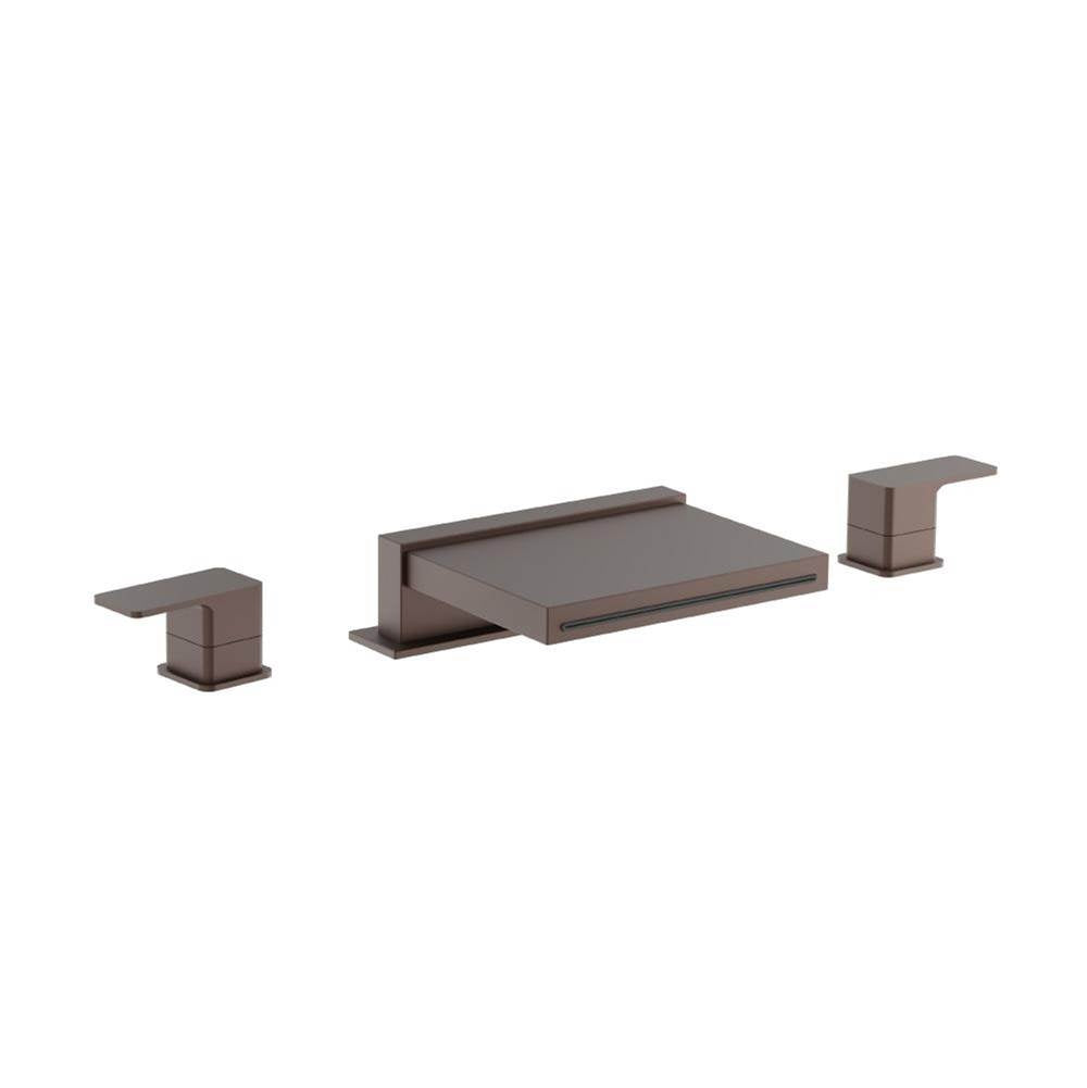 Flusso Serie 196 196.2410CF 3 Hole Deck Mount Cascade / Sheet Flow Roman Tub Faucet