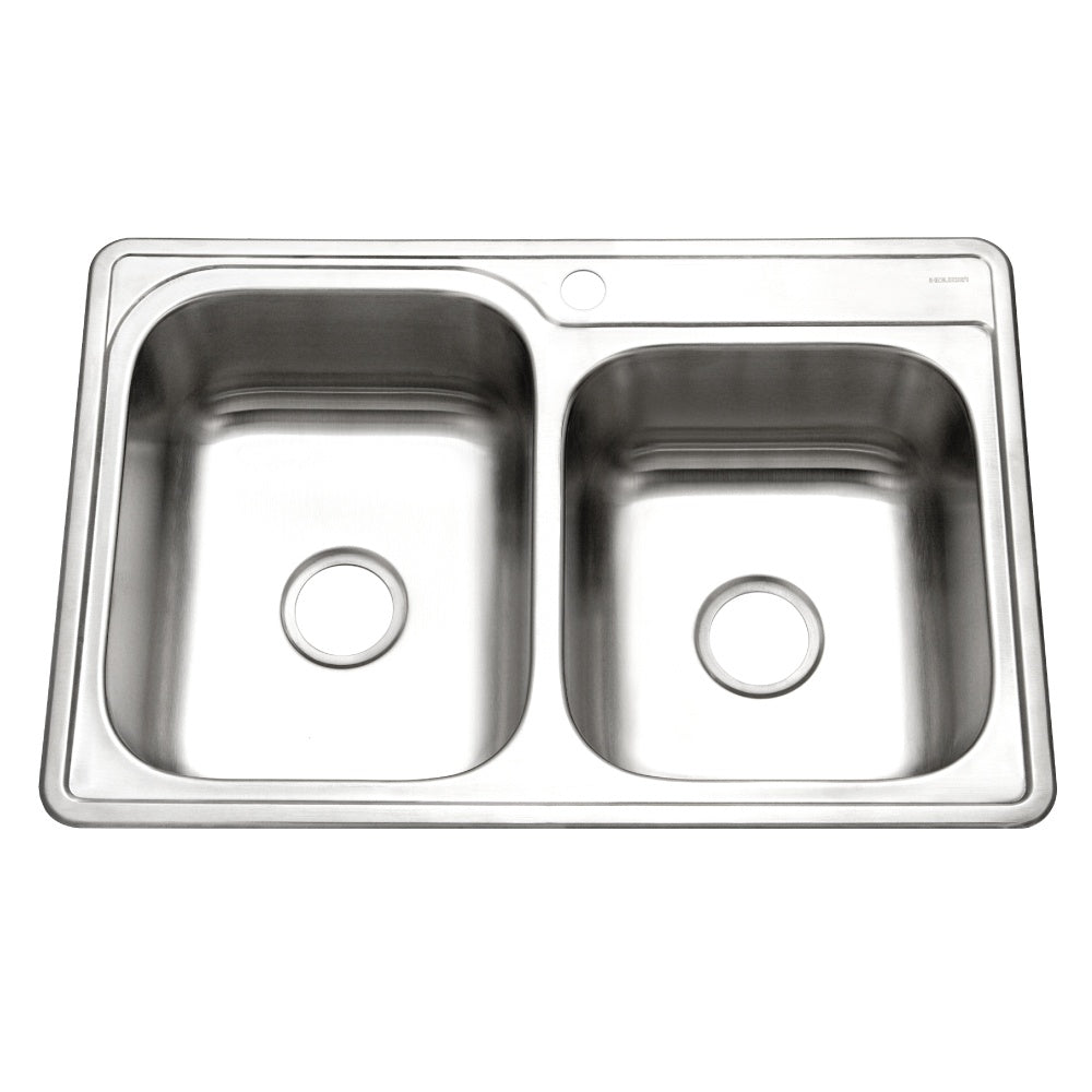 Houzer Glowtone Stainless Steel Drop-in Topmount 1-hole 60/40 Double Bowl Kitchen Sink - Parent