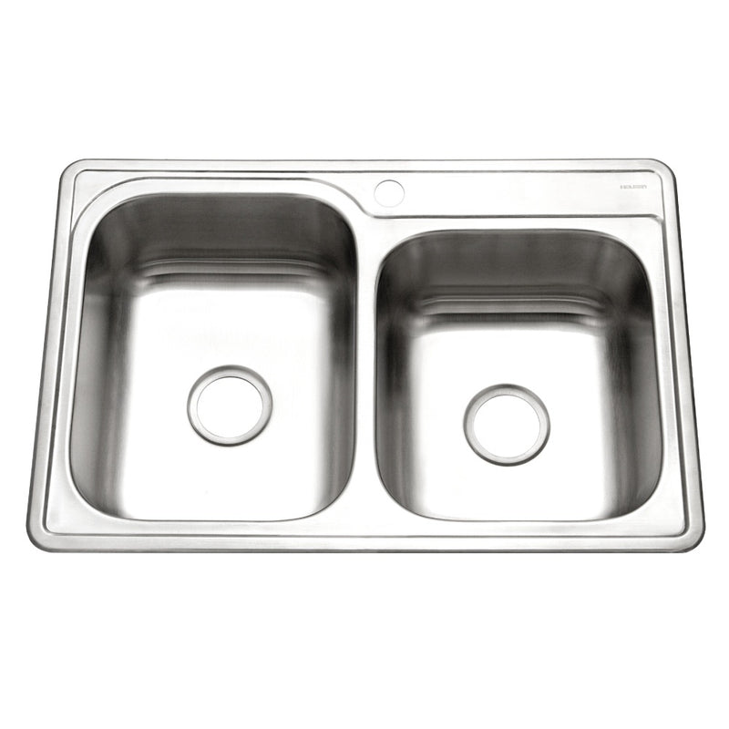 Houzer Glowtone Stainless Steel Drop-in Topmount 1-hole 60/40 Double Bowl Kitchen Sink - Parent