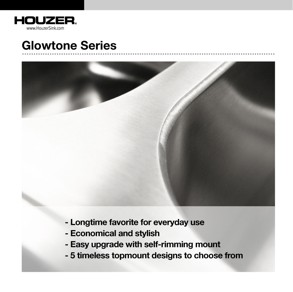 Houzer Glowtone Stainless Steel Topmount 60/40 Double Bowl Kitchen Sink Strainers & Grids - Parent