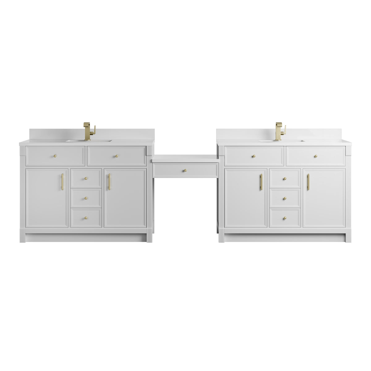 James Martin Bellshire 120" Dual Vanity Set with 24" Make-Up Counter - Parent