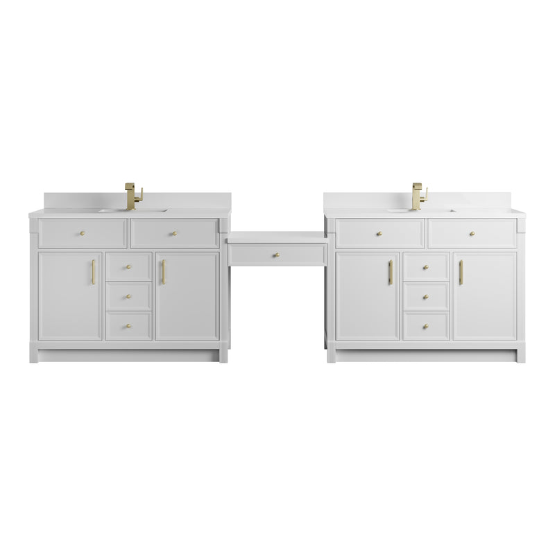 James Martin Bellshire 120" Dual Vanity Set with 24" Make-Up Counter - Parent