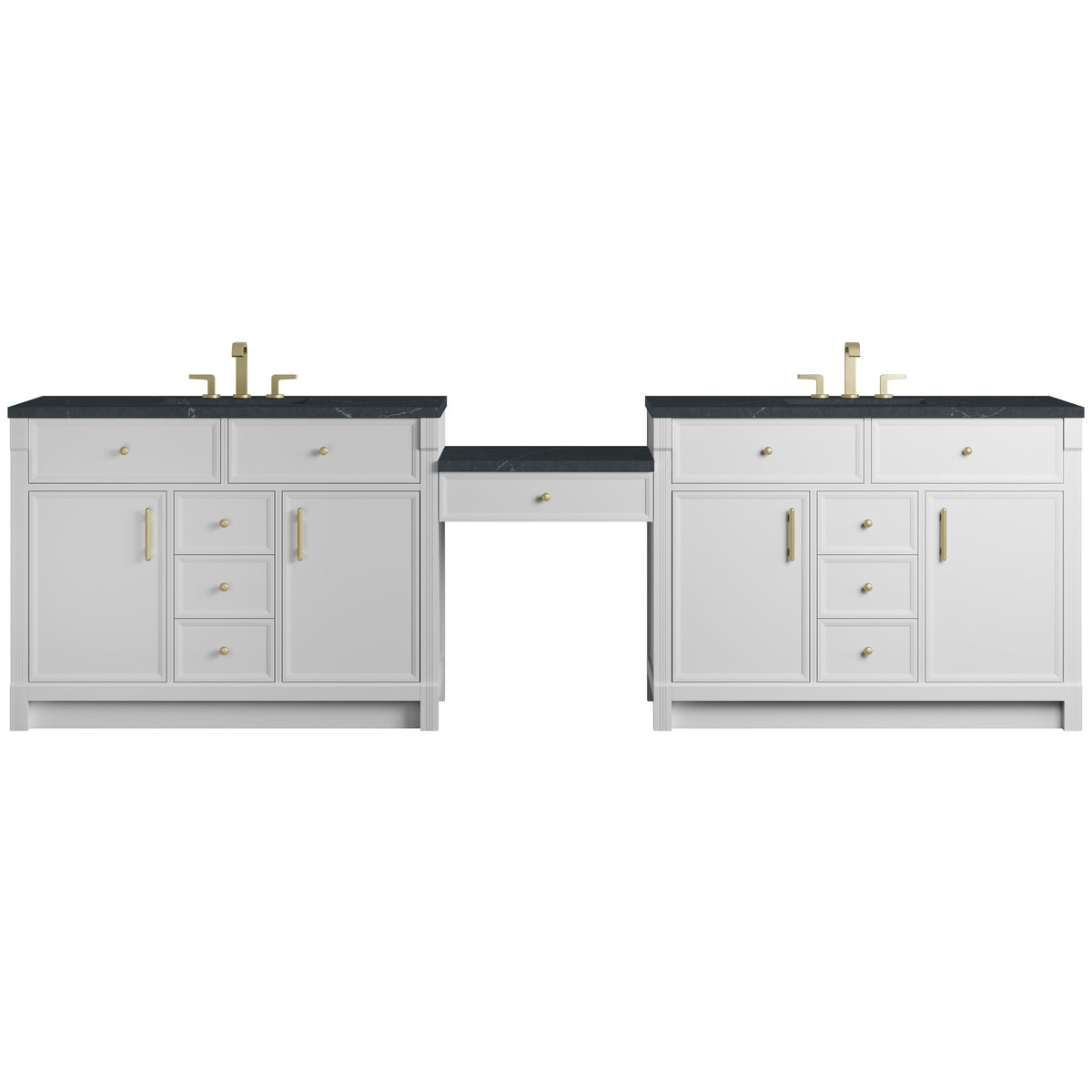 James Martin Bellshire 120" Dual Vanity Set with 24" Make-Up Counter