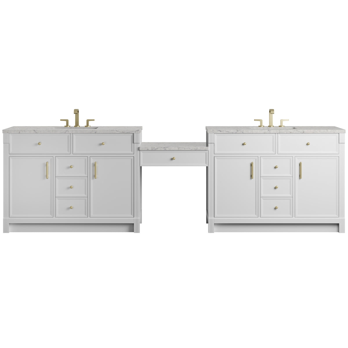 James Martin Bellshire 120" Dual Vanity Set with 24" Make-Up Counter