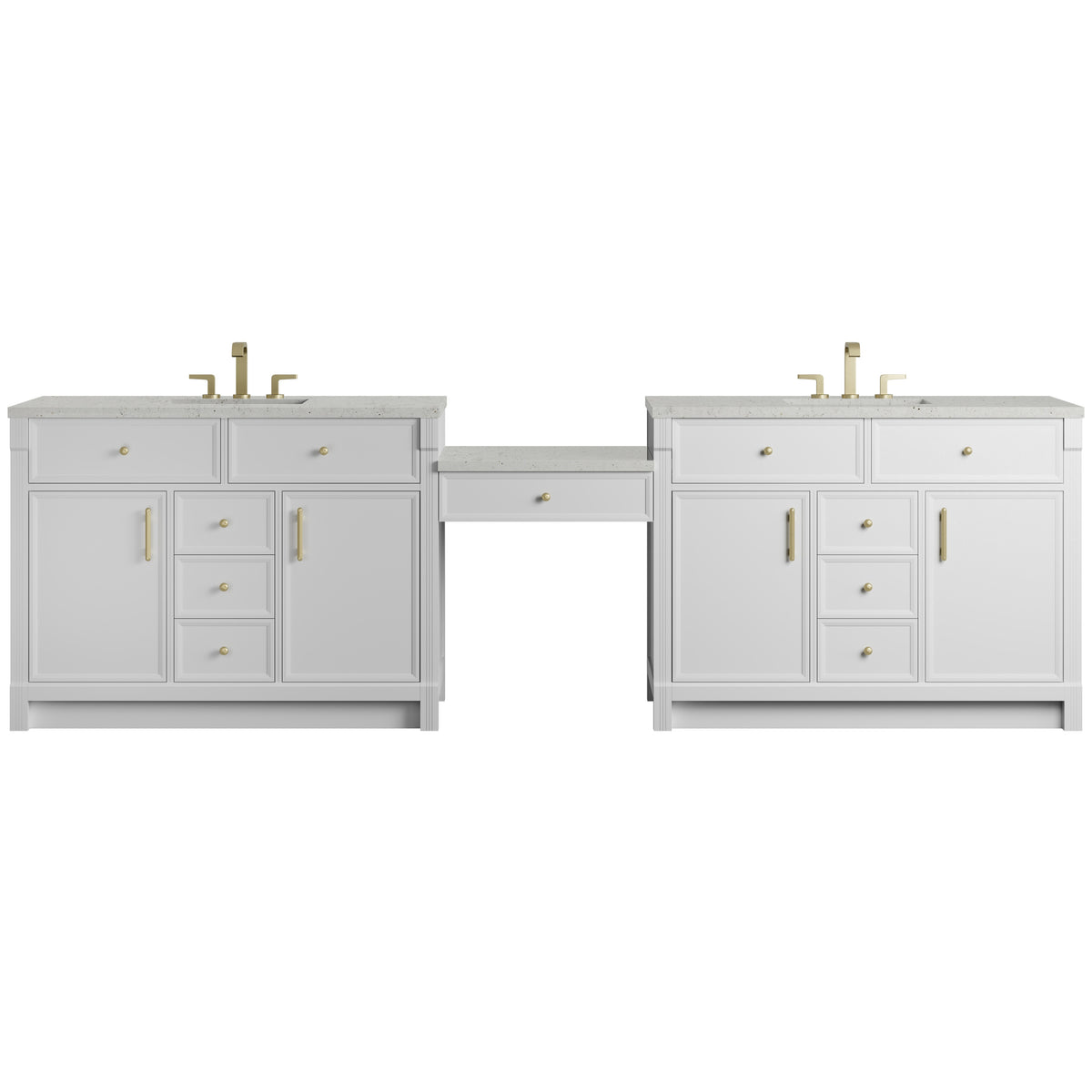 James Martin Bellshire 120" Dual Vanity Set with 24" Make-Up Counter