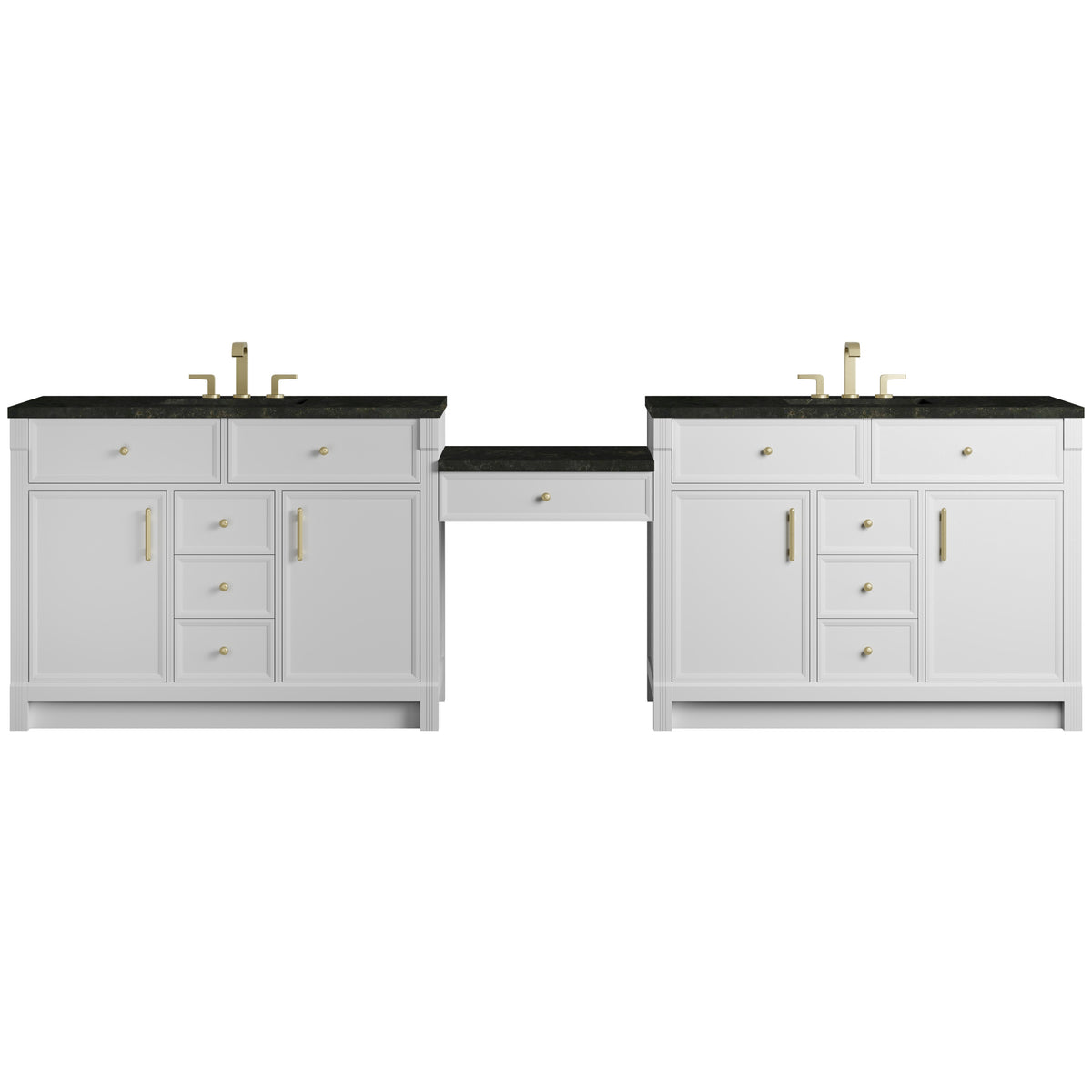 James Martin Bellshire 120" Dual Vanity Set with 24" Make-Up Counter
