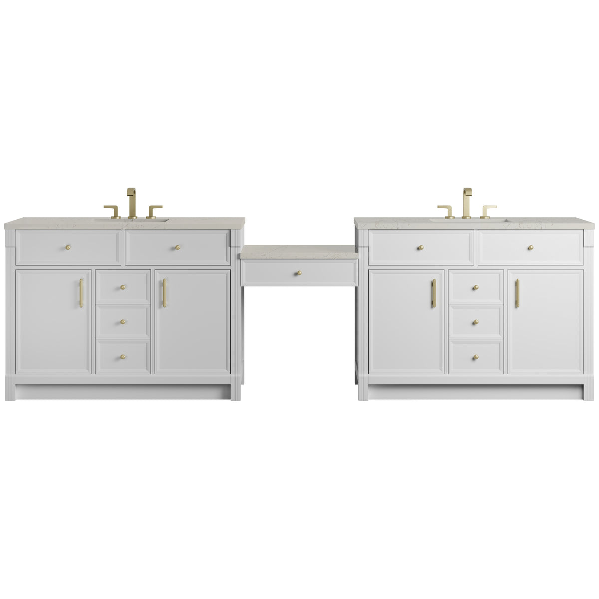 James Martin Bellshire 120" Dual Vanity Set with 24" Make-Up Counter
