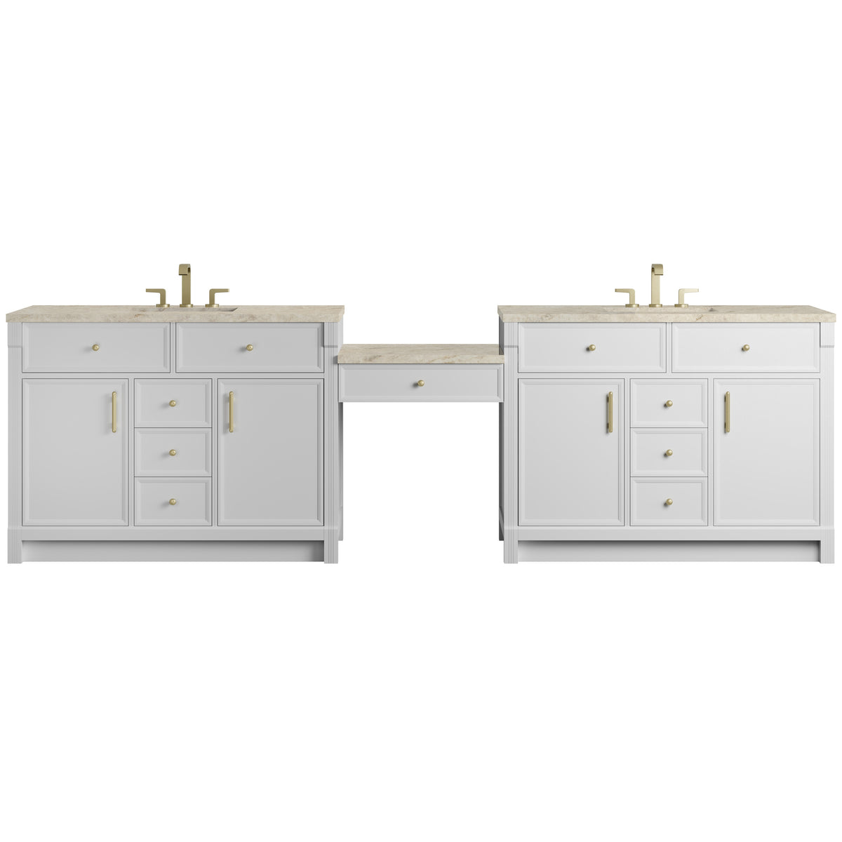 James Martin Bellshire 120" Dual Vanity Set with 24" Make-Up Counter