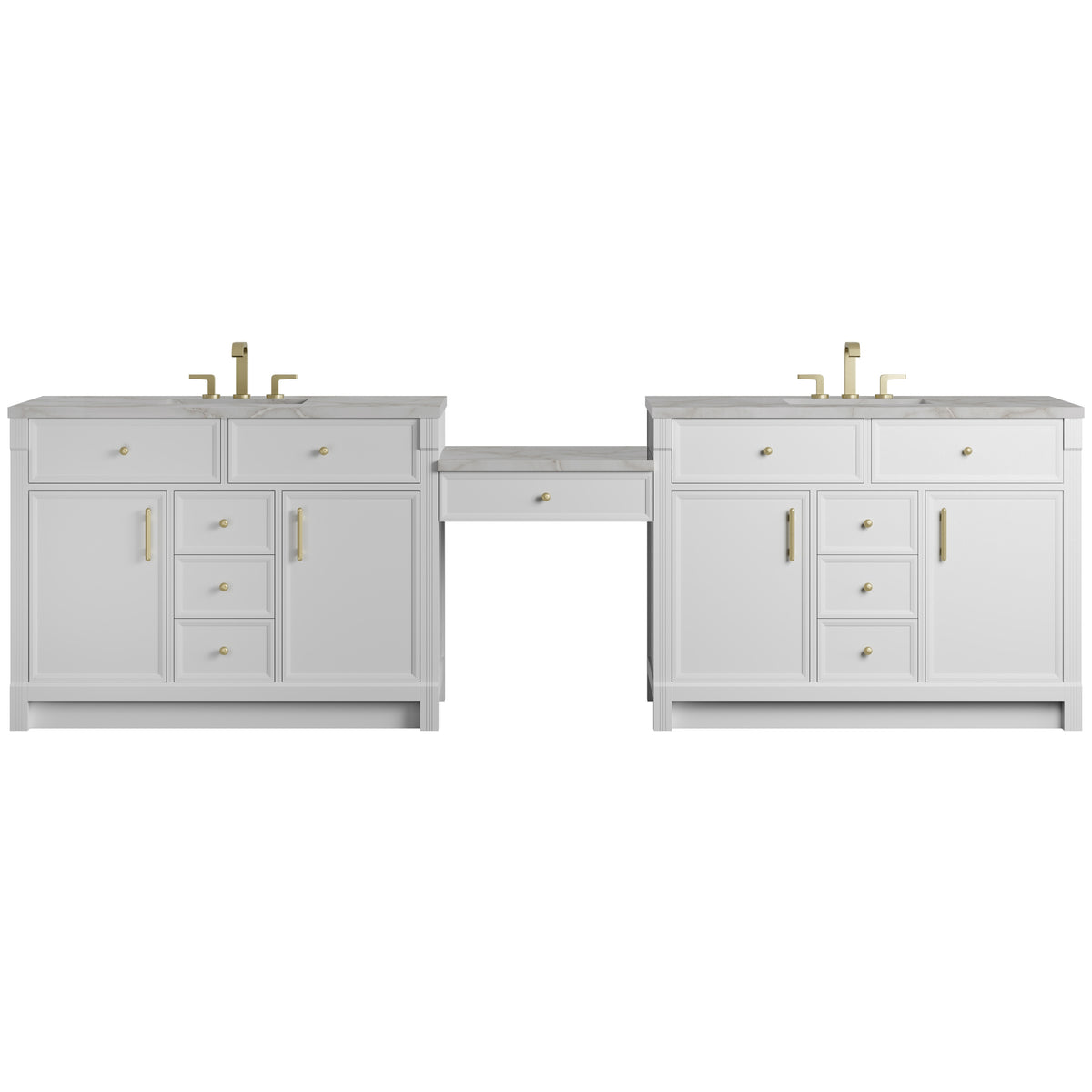 James Martin Bellshire 120" Dual Vanity Set with 24" Make-Up Counter
