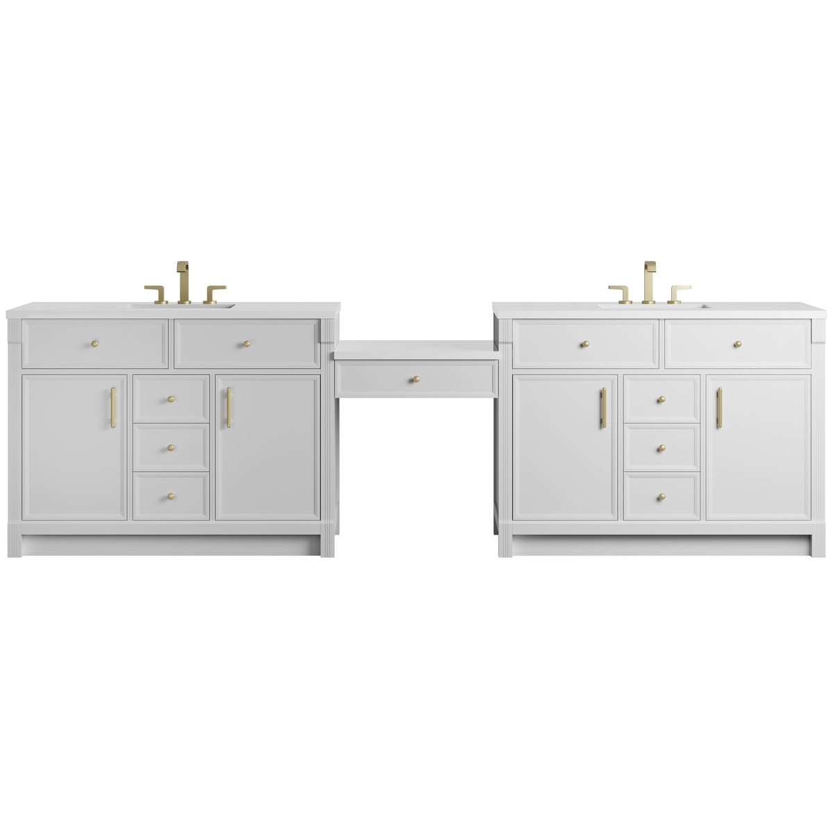 James Martin Bellshire 120" Dual Vanity Set with 24" Make-Up Counter