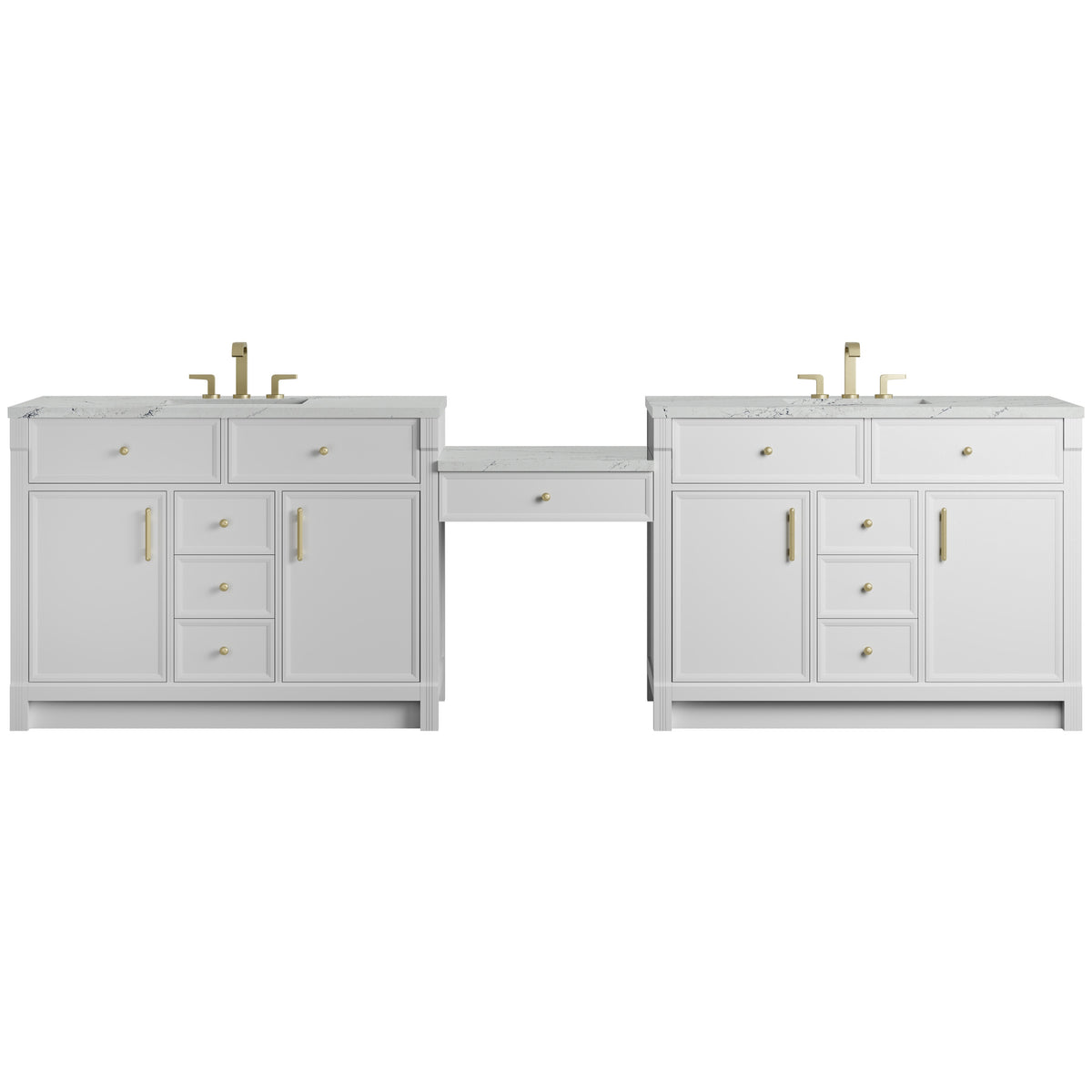 James Martin Bellshire 120" Dual Vanity Set with 24" Make-Up Counter