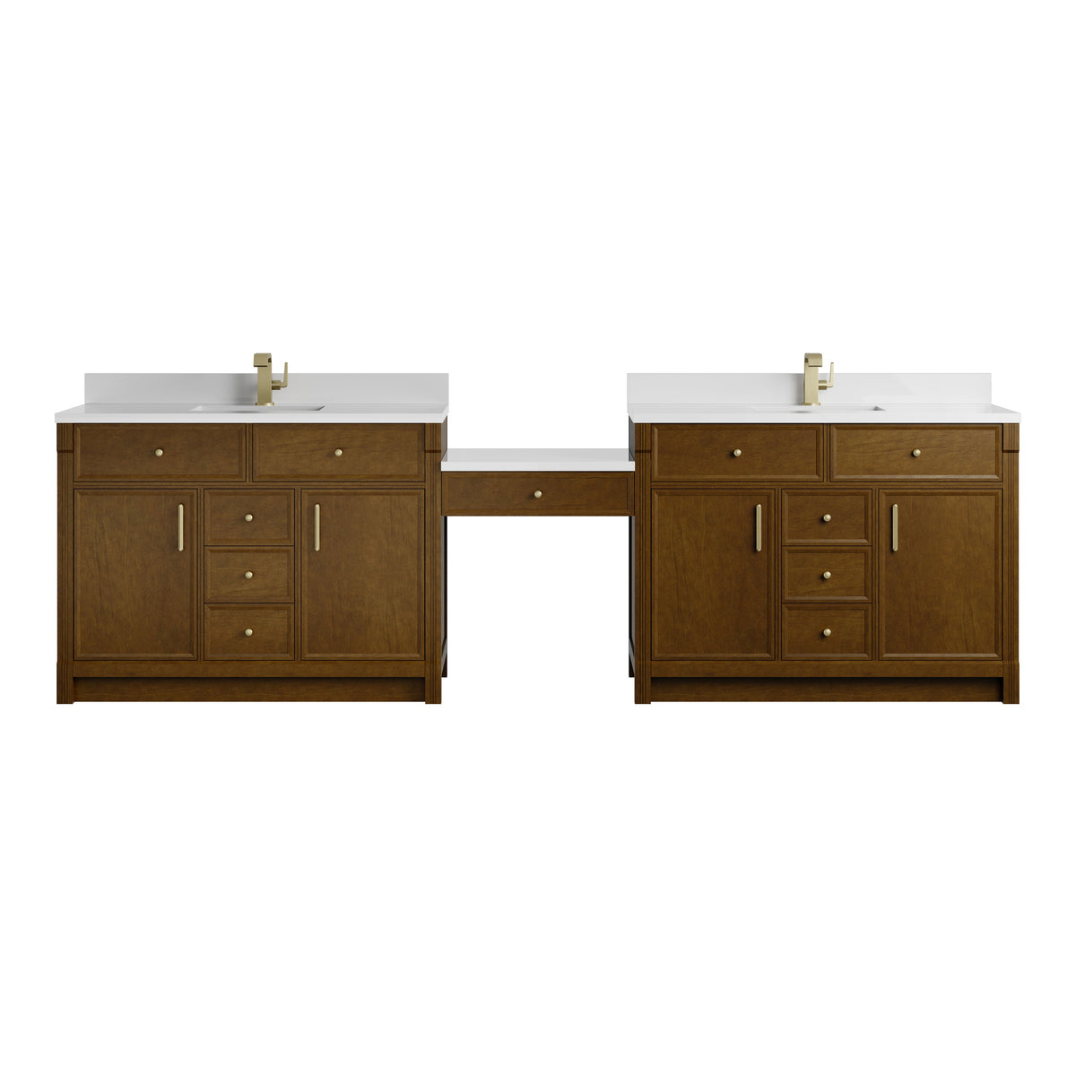 James Martin Bellshire 120" Dual Vanity Set with 24" Make-Up Counter