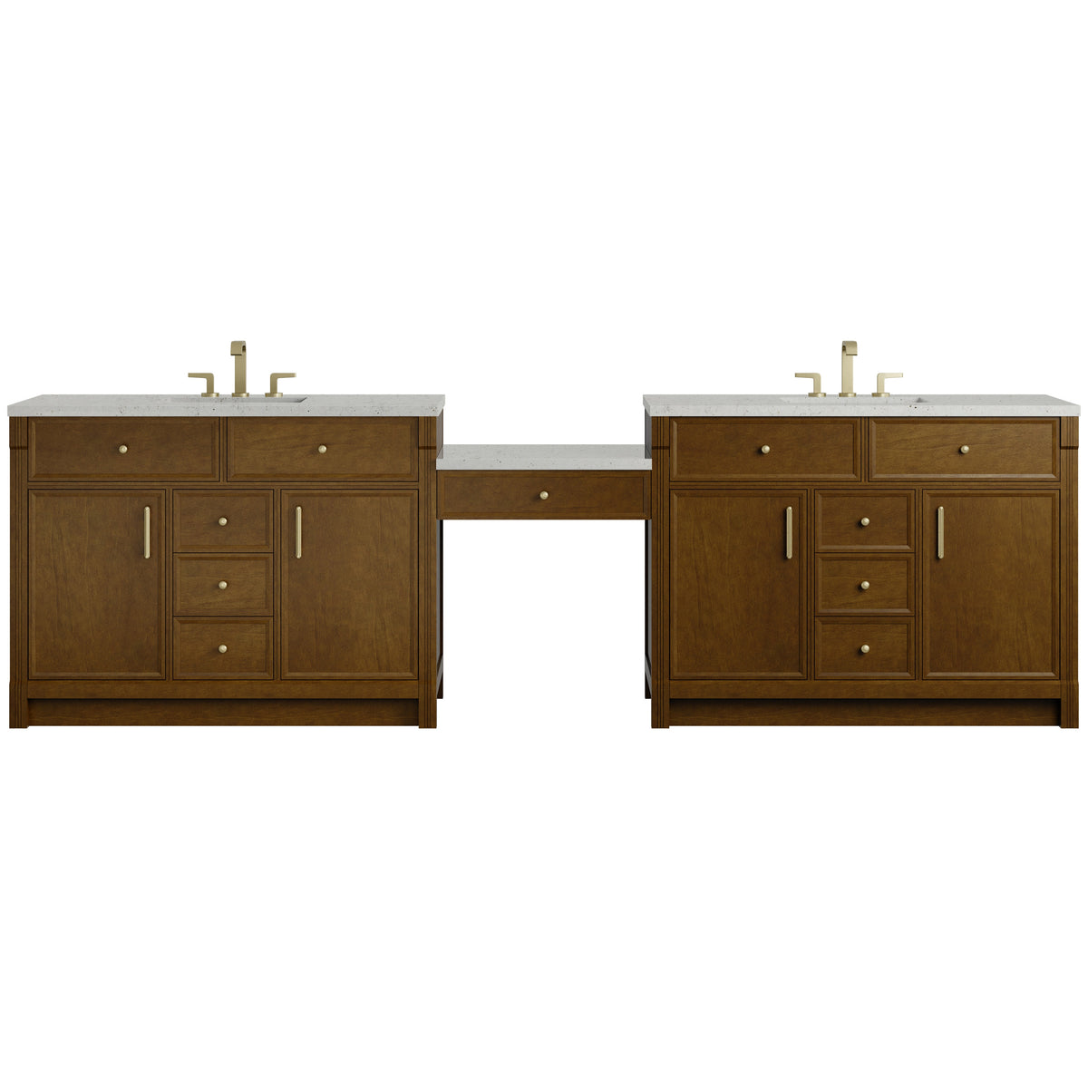 James Martin Bellshire 120" Dual Vanity Set with 24" Make-Up Counter