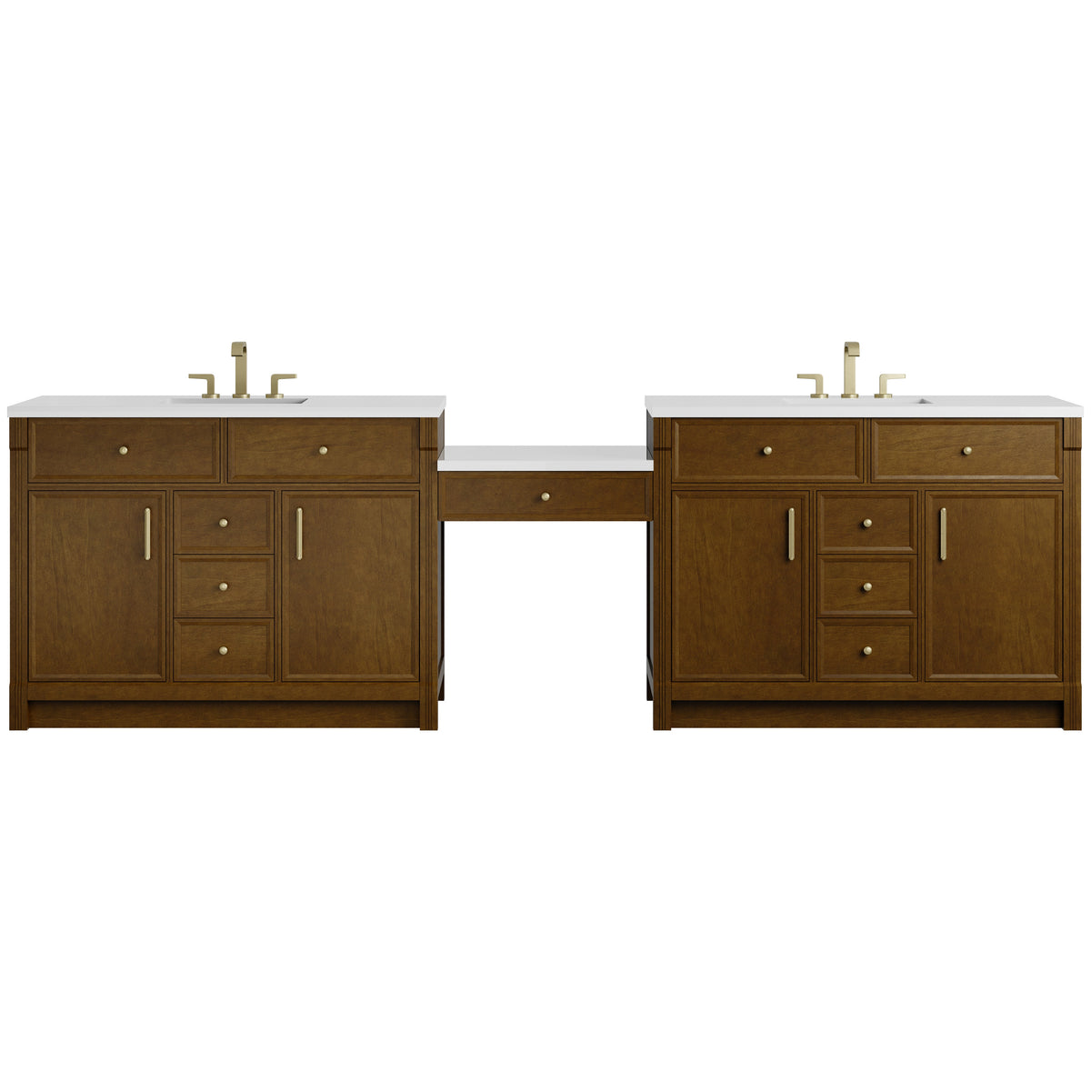James Martin Bellshire 120" Dual Vanity Set with 24" Make-Up Counter