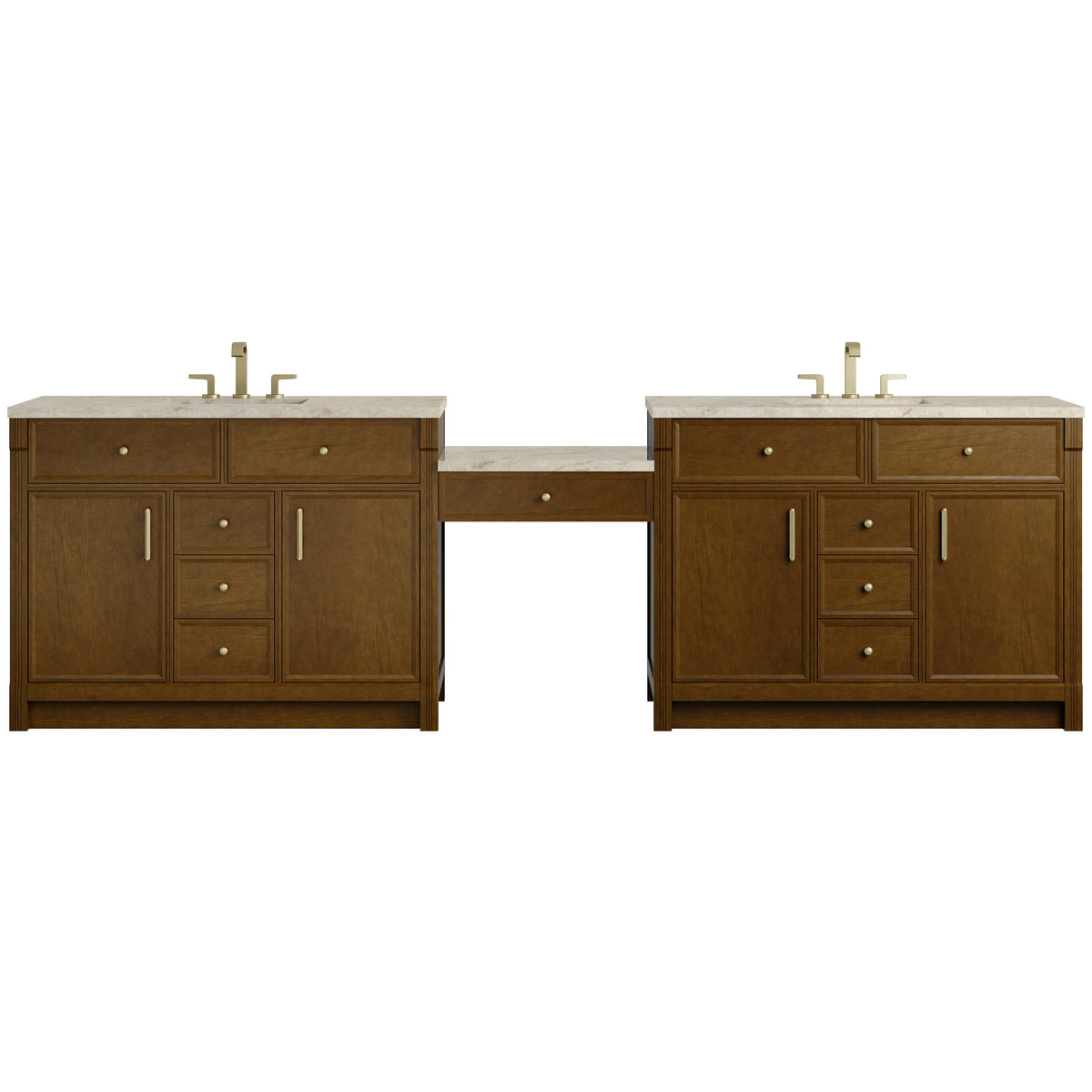 James Martin Bellshire 120" Dual Vanity Set with 24" Make-Up Counter