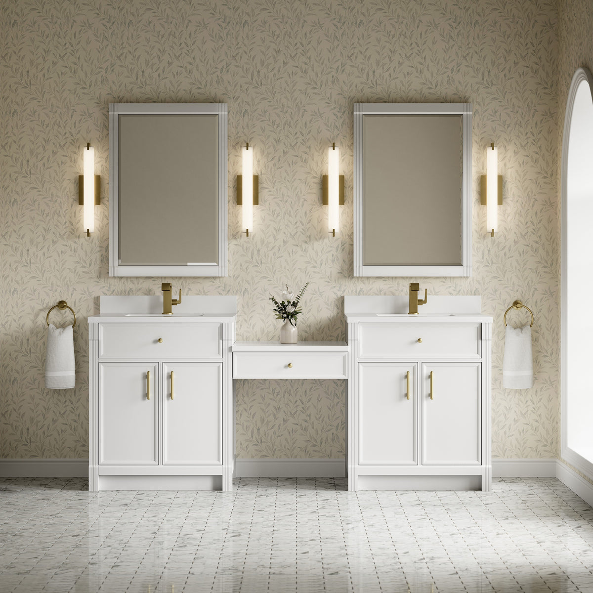 James Martin Bellshire 84" Dual Vanity Set with 24" Make-Up Counter - Parent