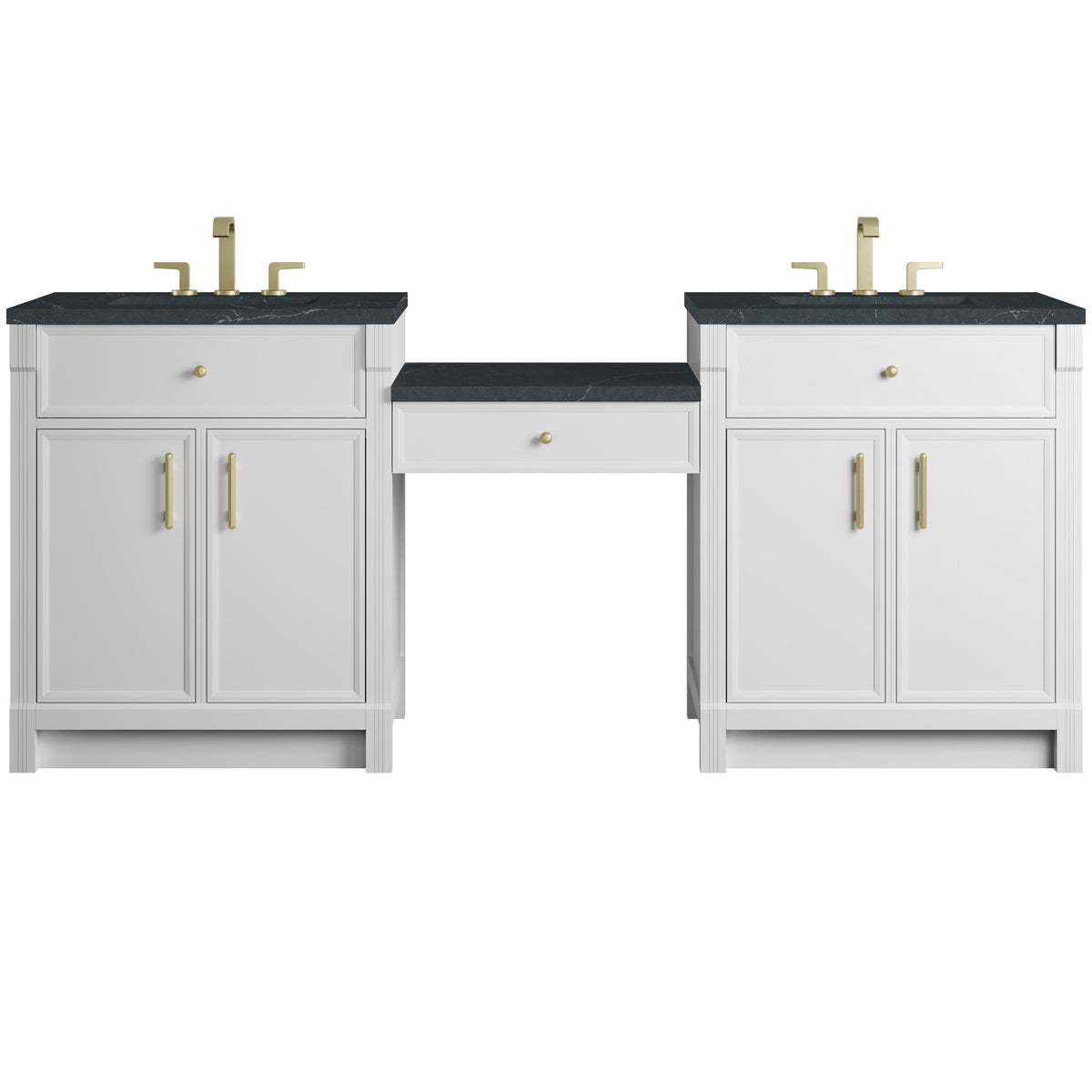 James Martin Bellshire 84" Dual Vanity Set with 24" Make-Up Counter