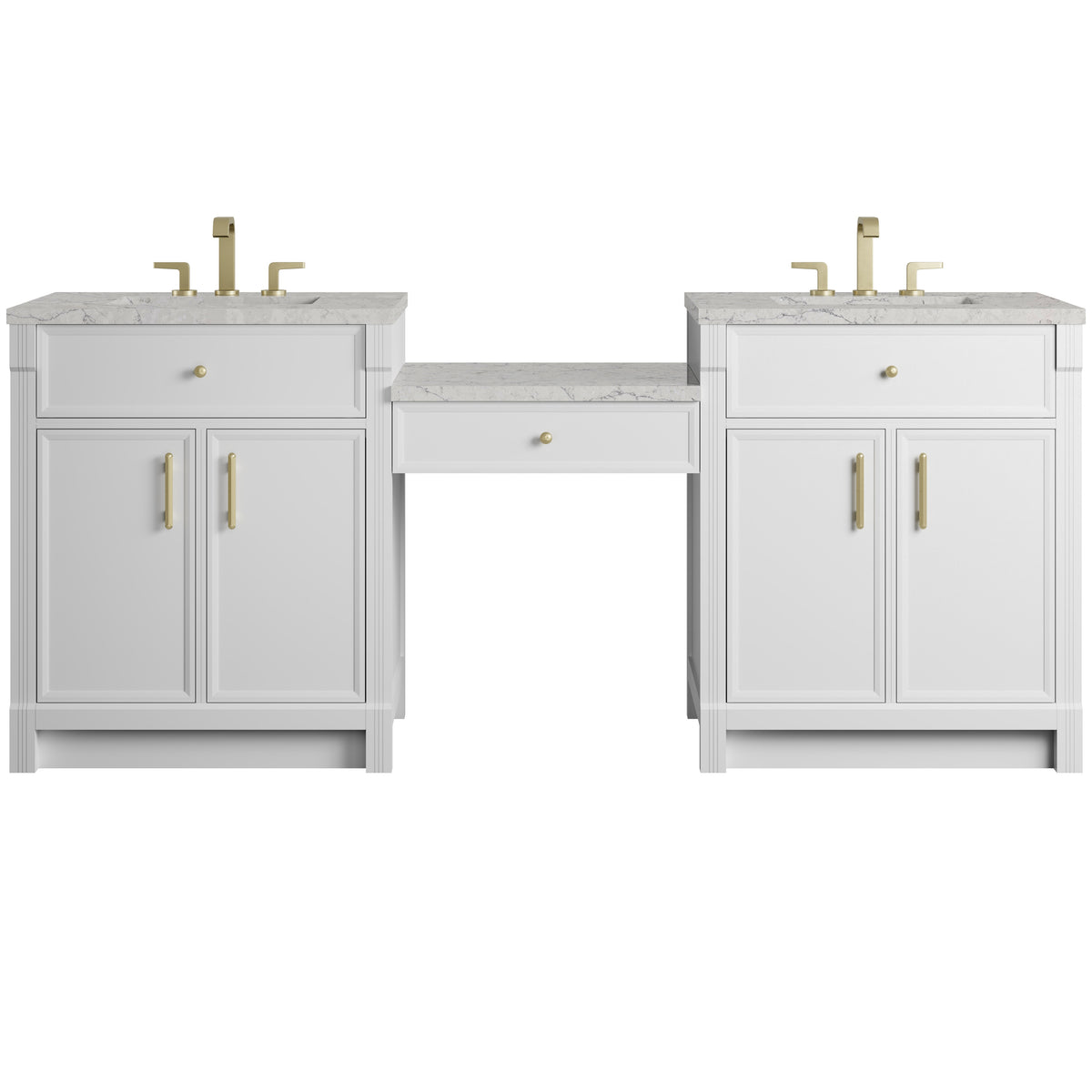 James Martin Bellshire 84" Dual Vanity Set with 24" Make-Up Counter