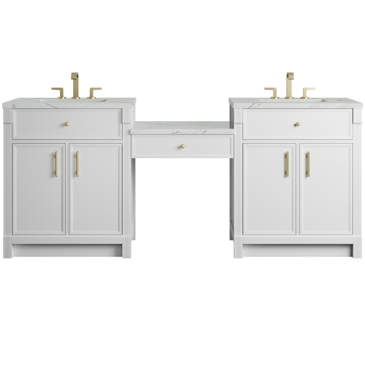 James Martin Bellshire 84" Dual Vanity Set with 24" Make-Up Counter