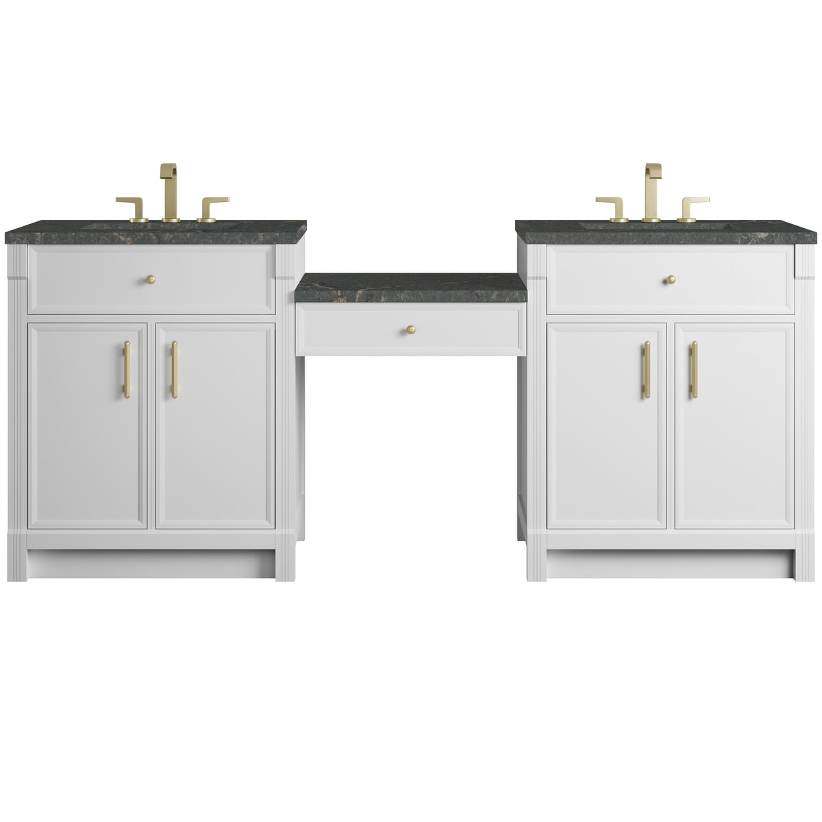 James Martin Bellshire 84" Dual Vanity Set with 24" Make-Up Counter
