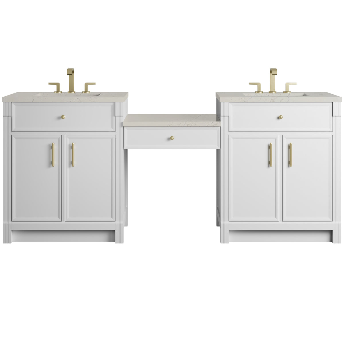 James Martin Bellshire 84" Dual Vanity Set with 24" Make-Up Counter
