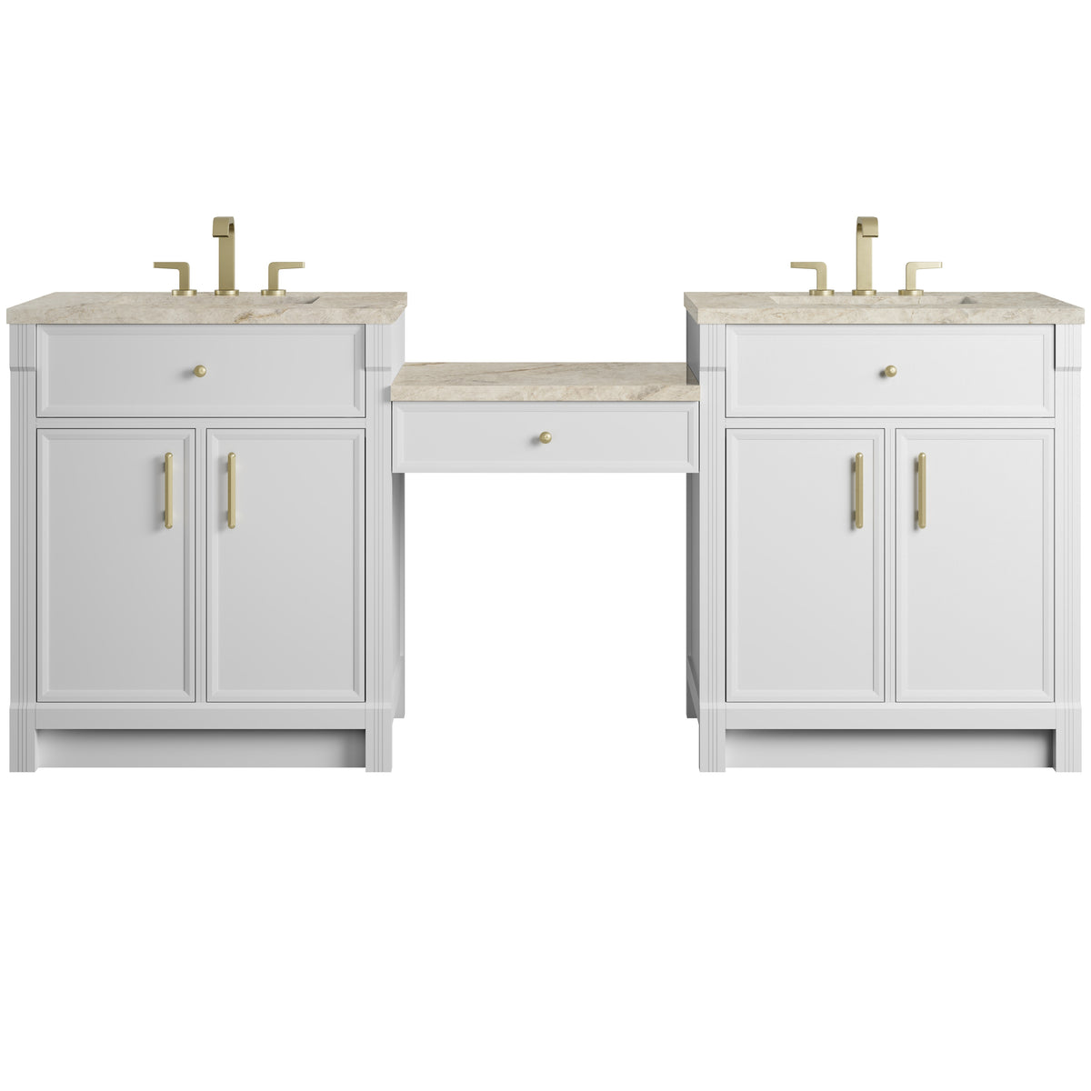 James Martin Bellshire 84" Dual Vanity Set with 24" Make-Up Counter