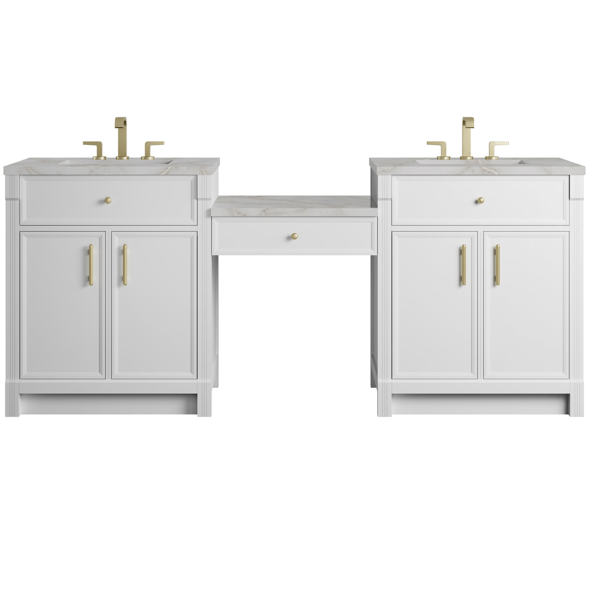 James Martin Bellshire 84" Dual Vanity Set with 24" Make-Up Counter