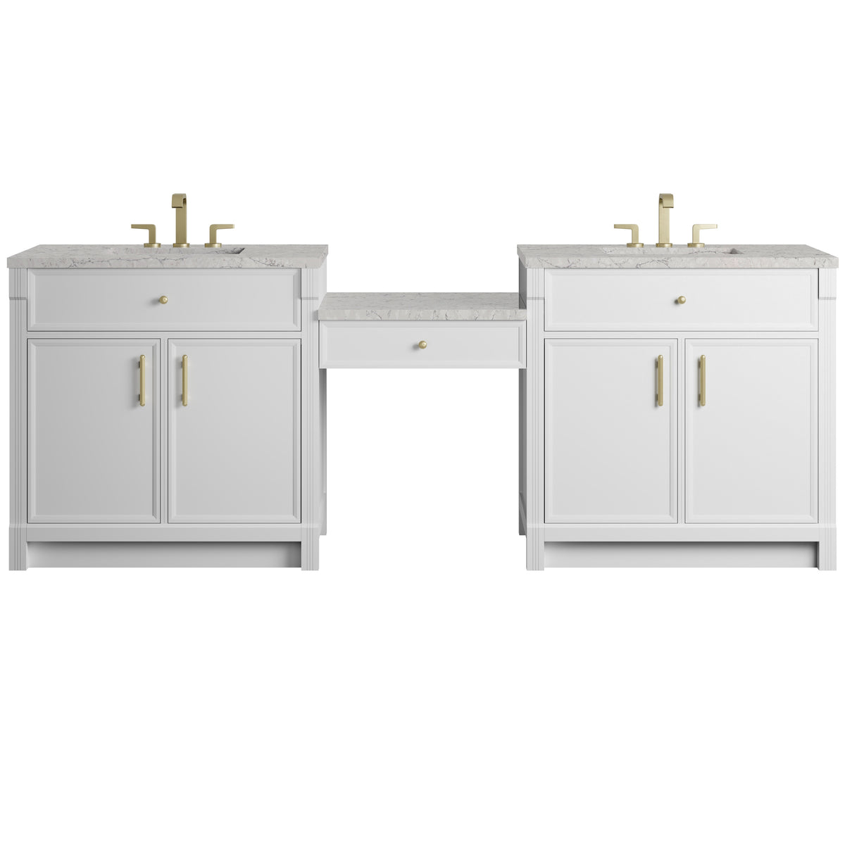 James Martin Bellshire 96" Dual Vanity Set with 24" Make-Up Counter