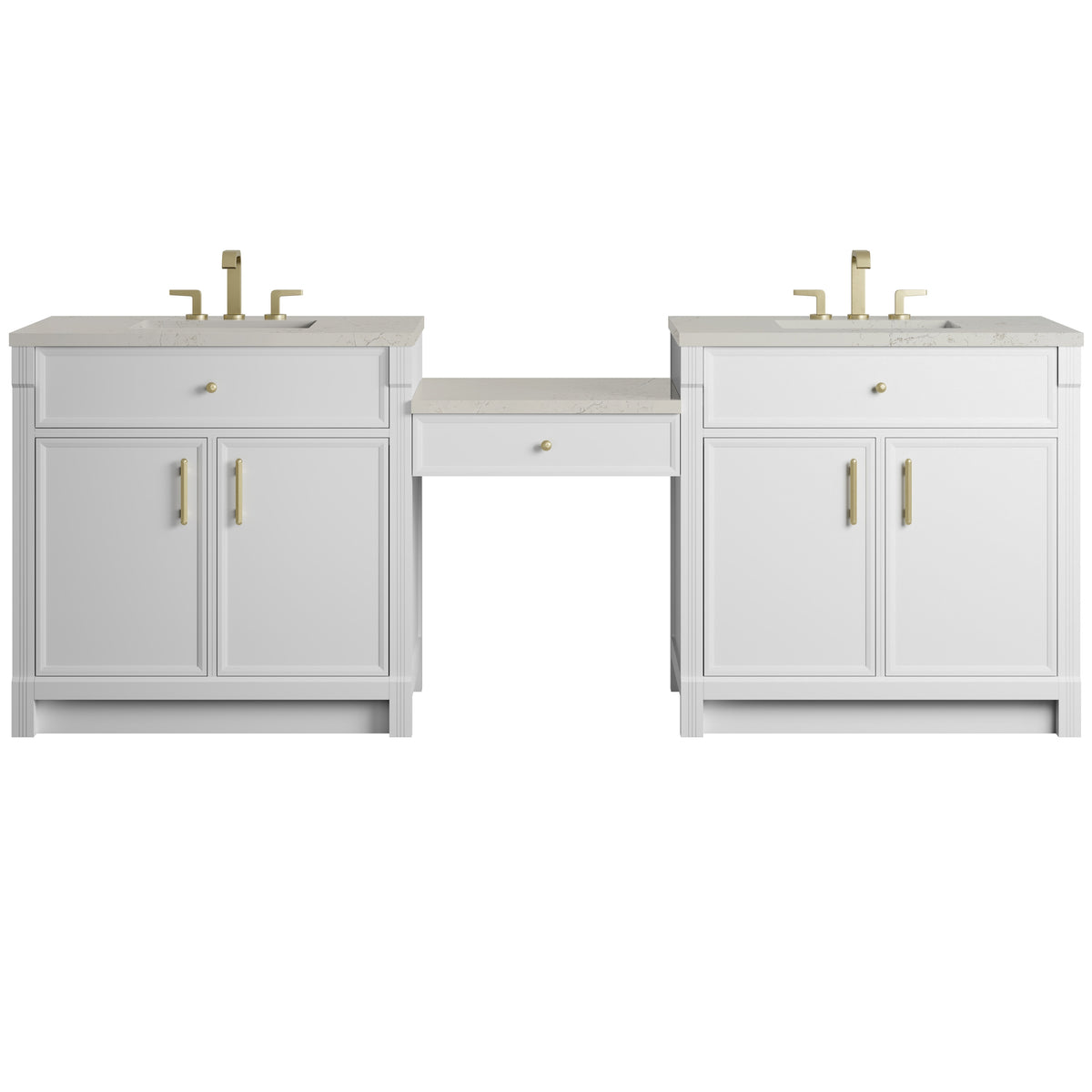 James Martin Bellshire 96" Dual Vanity Set with 24" Make-Up Counter