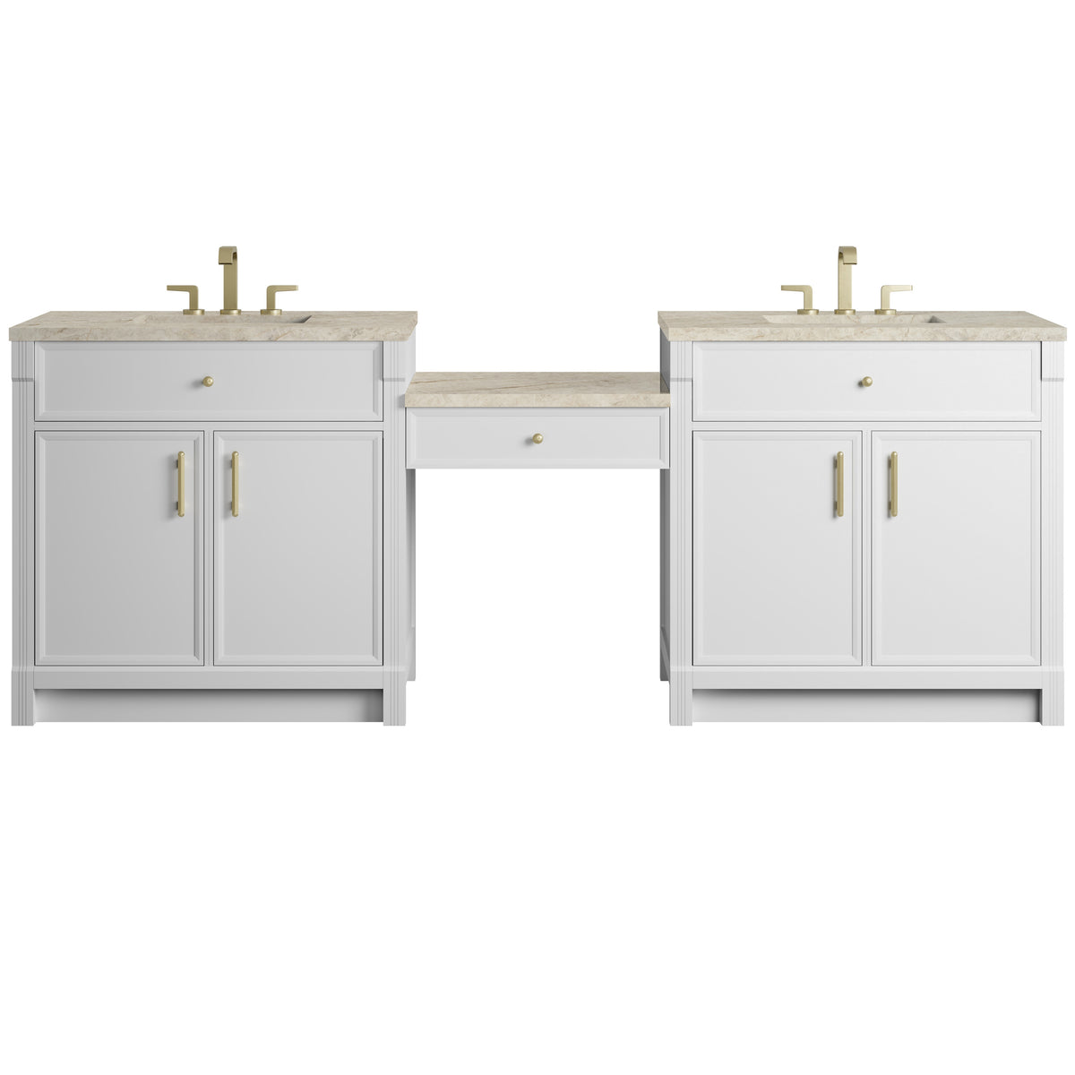 James Martin Bellshire 96" Dual Vanity Set with 24" Make-Up Counter