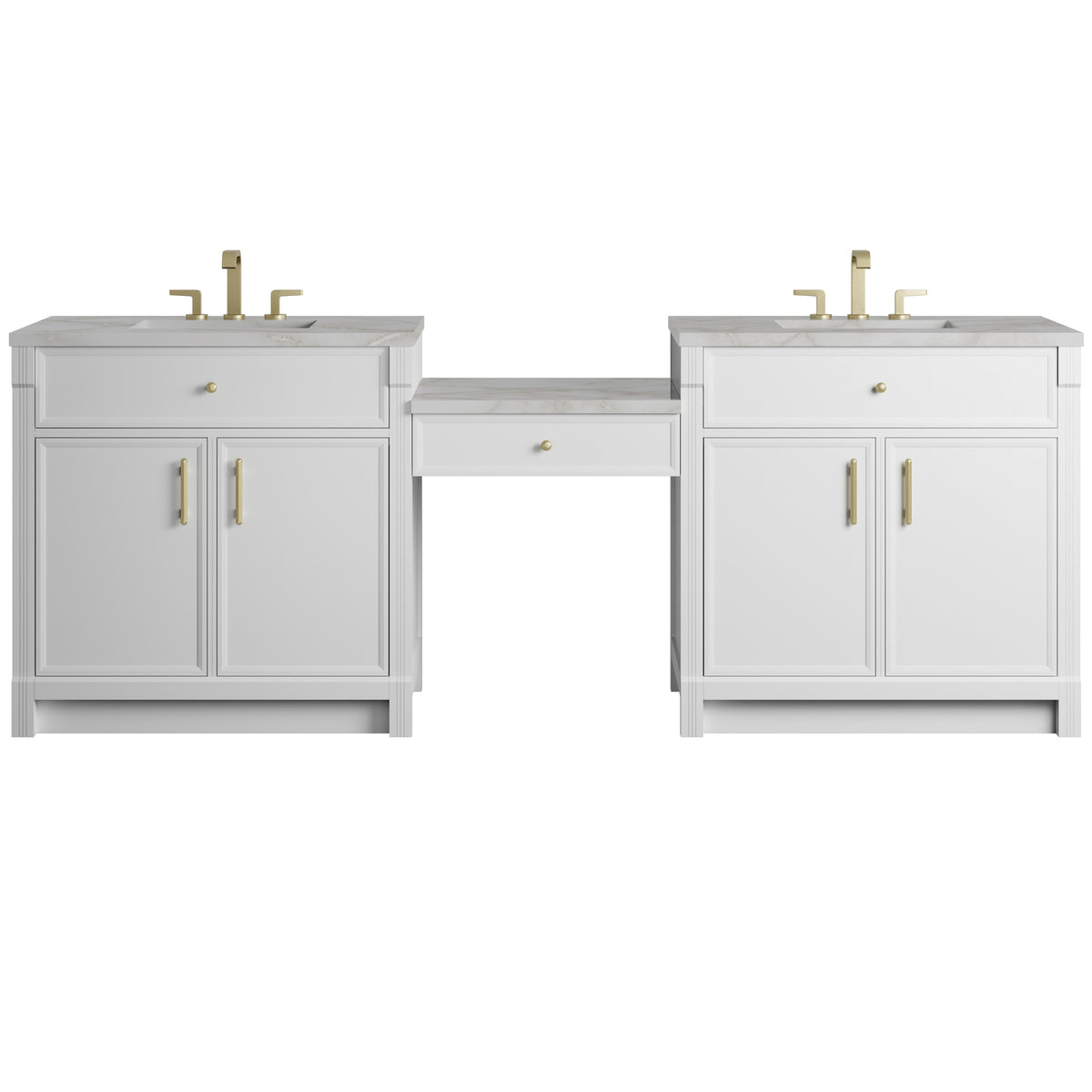 James Martin Bellshire 96" Dual Vanity Set with 24" Make-Up Counter