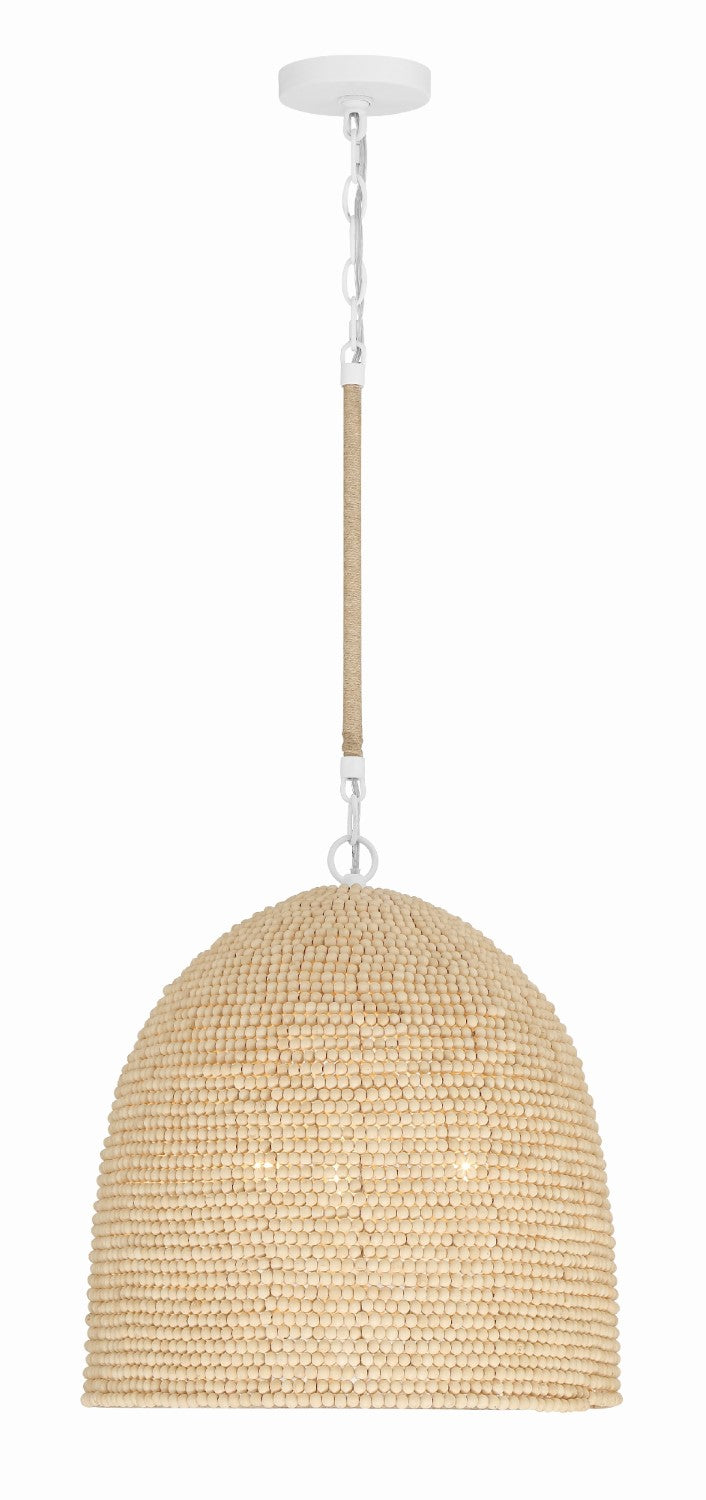 Crystorama JSP-10533-MT Jasper 3 Light + Natural Wood Pendant - Matte White