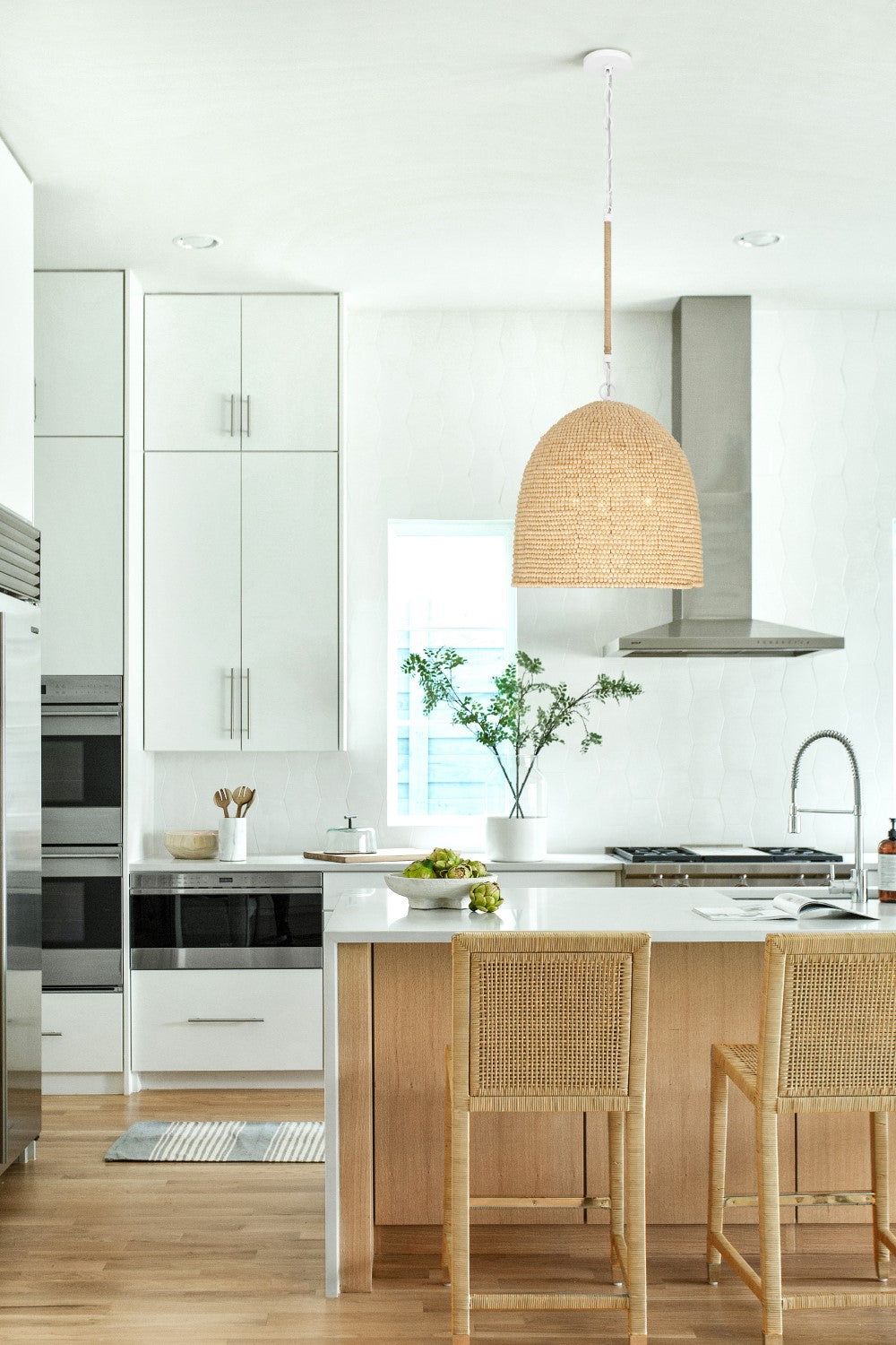 Crystorama JSP-10533-MT Jasper 3 Light + Natural Wood Pendant - Matte White