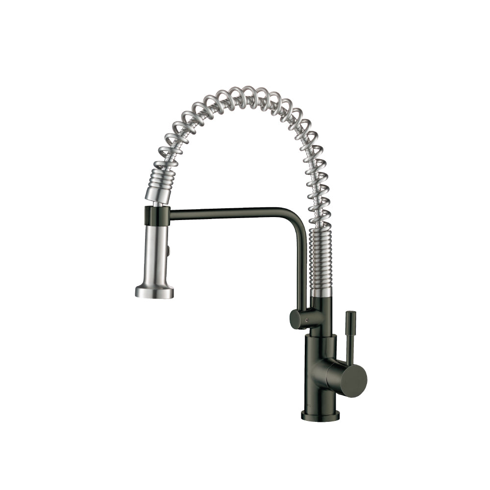 Flusso K.1200 Caso - Semi-Professional Dual Spray Stainless Steel Kitchen Faucet With Pull Out