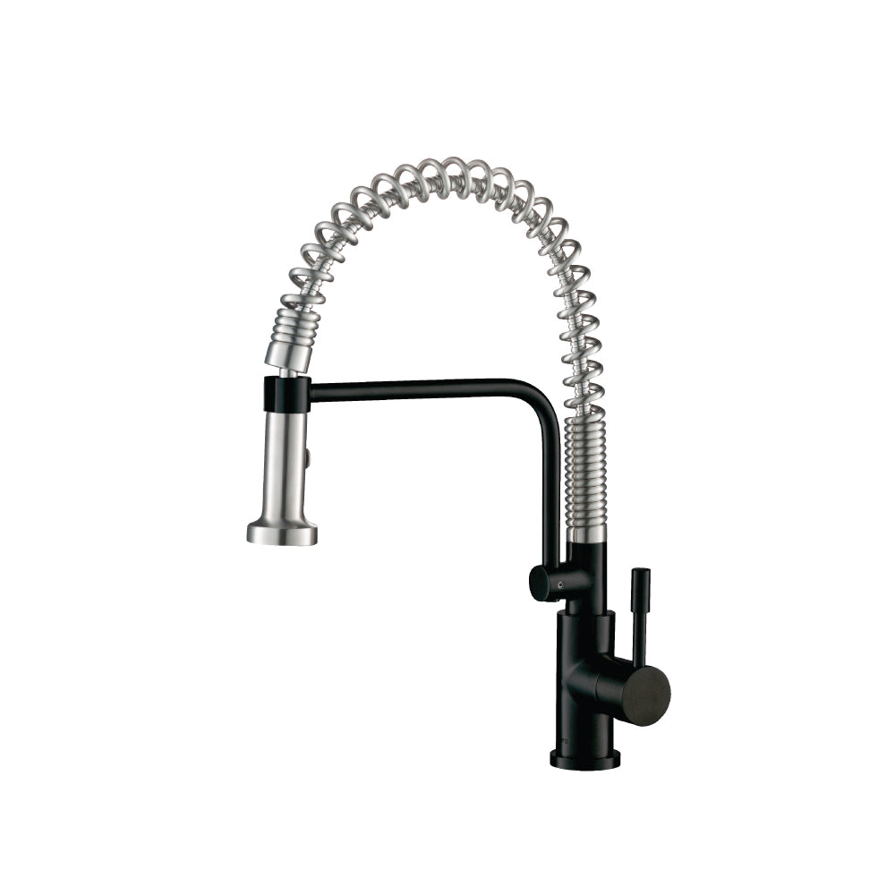 Flusso K.1200 Caso - Semi-Professional Dual Spray Stainless Steel Kitchen Faucet With Pull Out