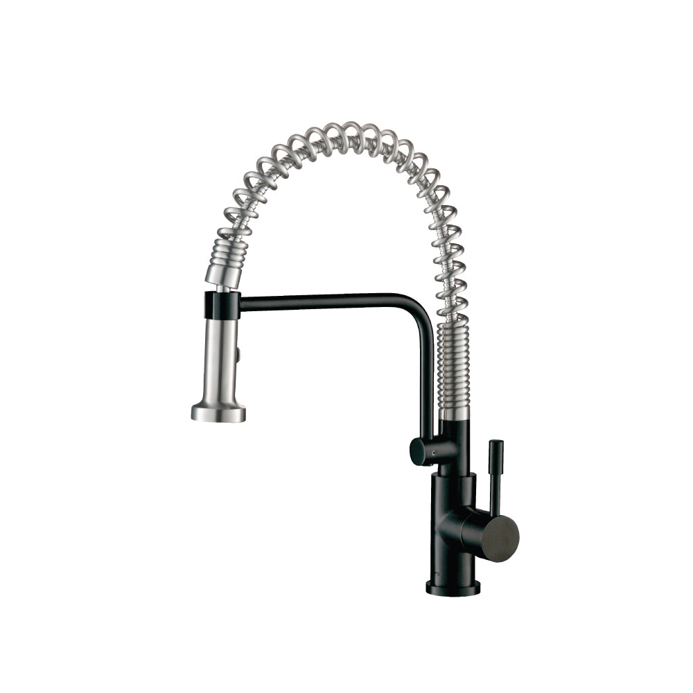 Flusso K.1200 Caso - Semi-Professional Dual Spray Stainless Steel Kitchen Faucet With Pull Out