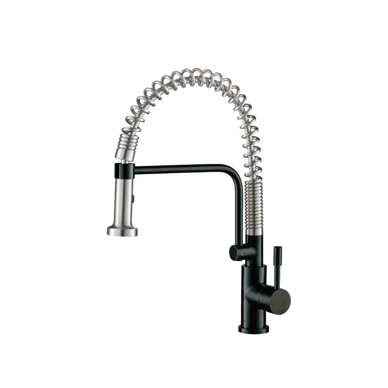 Flusso K.1200 Caso - Semi-Professional Dual Spray Stainless Steel Kitchen Faucet With Pull Out