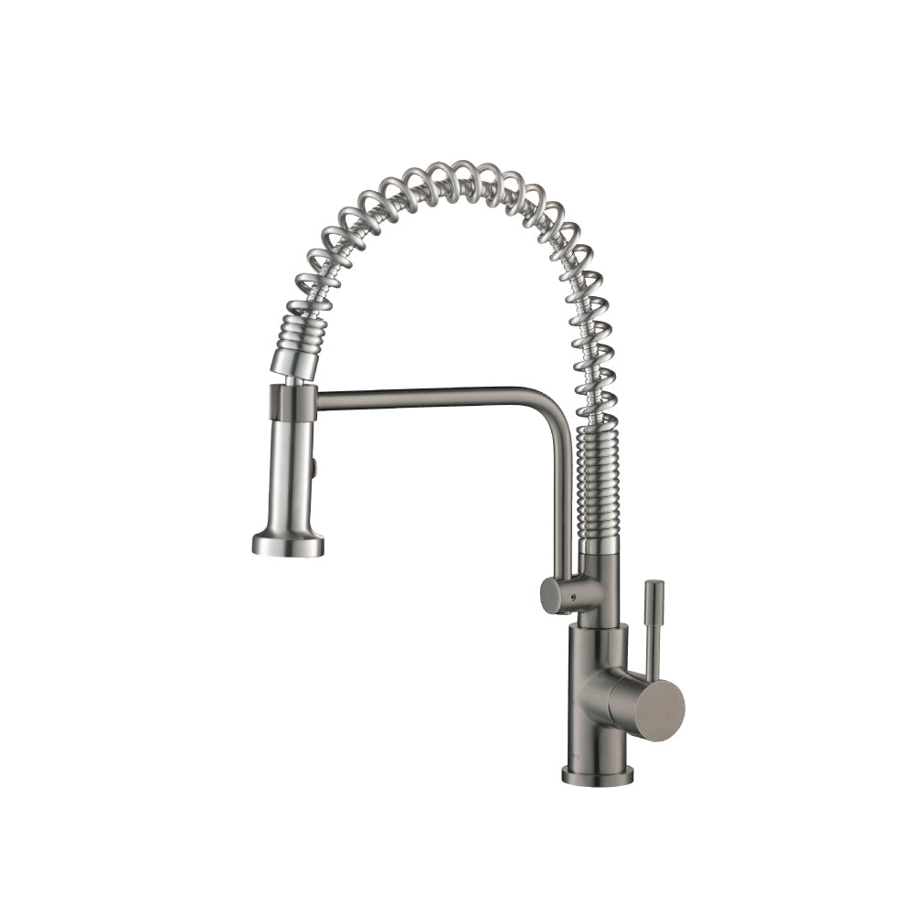 Flusso K.1200 Caso - Semi-Professional Dual Spray Stainless Steel Kitchen Faucet With Pull Out
