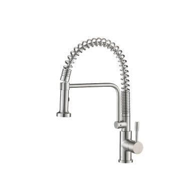 Flusso K.1200 Caso - Semi-Professional Dual Spray Stainless Steel Kitchen Faucet With Pull Out