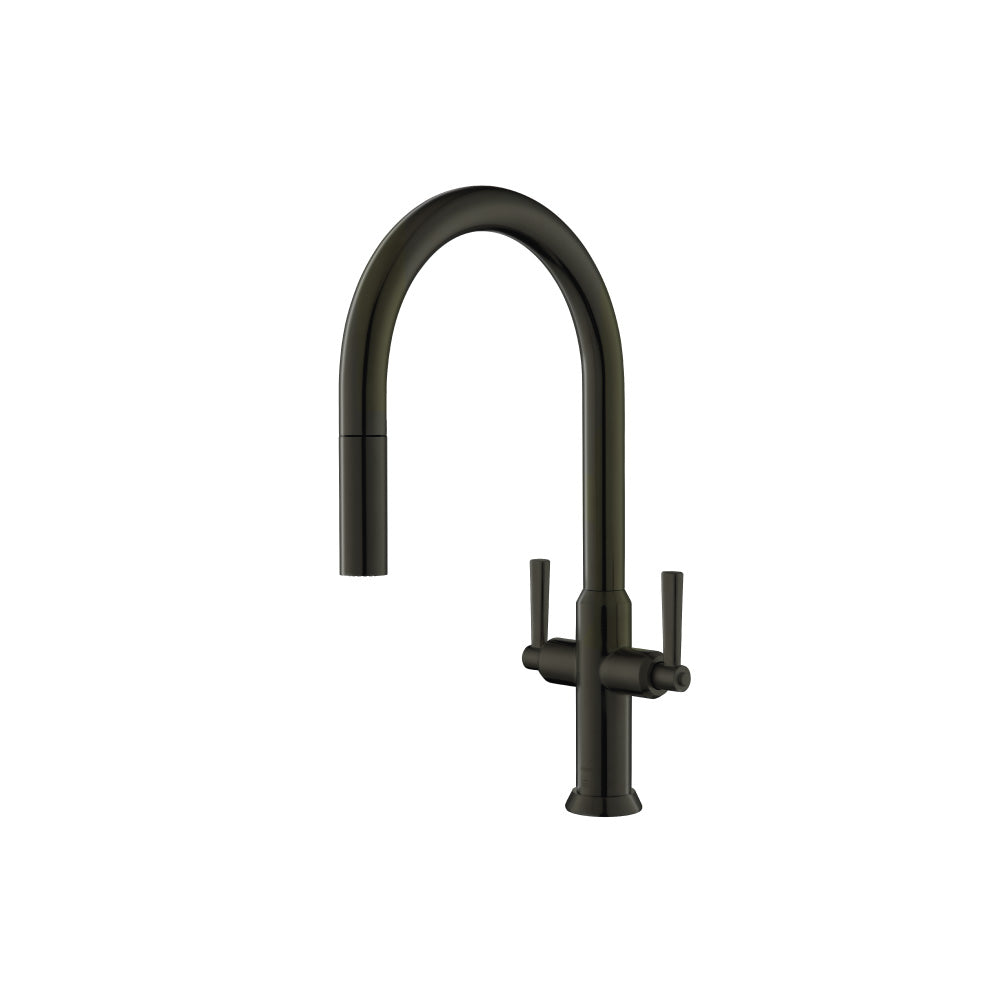 Flusso K.1800 Velox - Dual Spray Stainless Steel Two Handle Kitchen Faucet With Pull Out