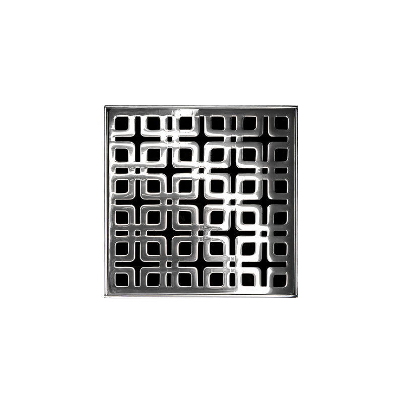 Infinity Drain KDB 4-P 4” x 4” KD 4 - Strainer - Link Pattern & 2" Throat w/PVC Bonded Flange 2”, 3”, & 4” Outlet